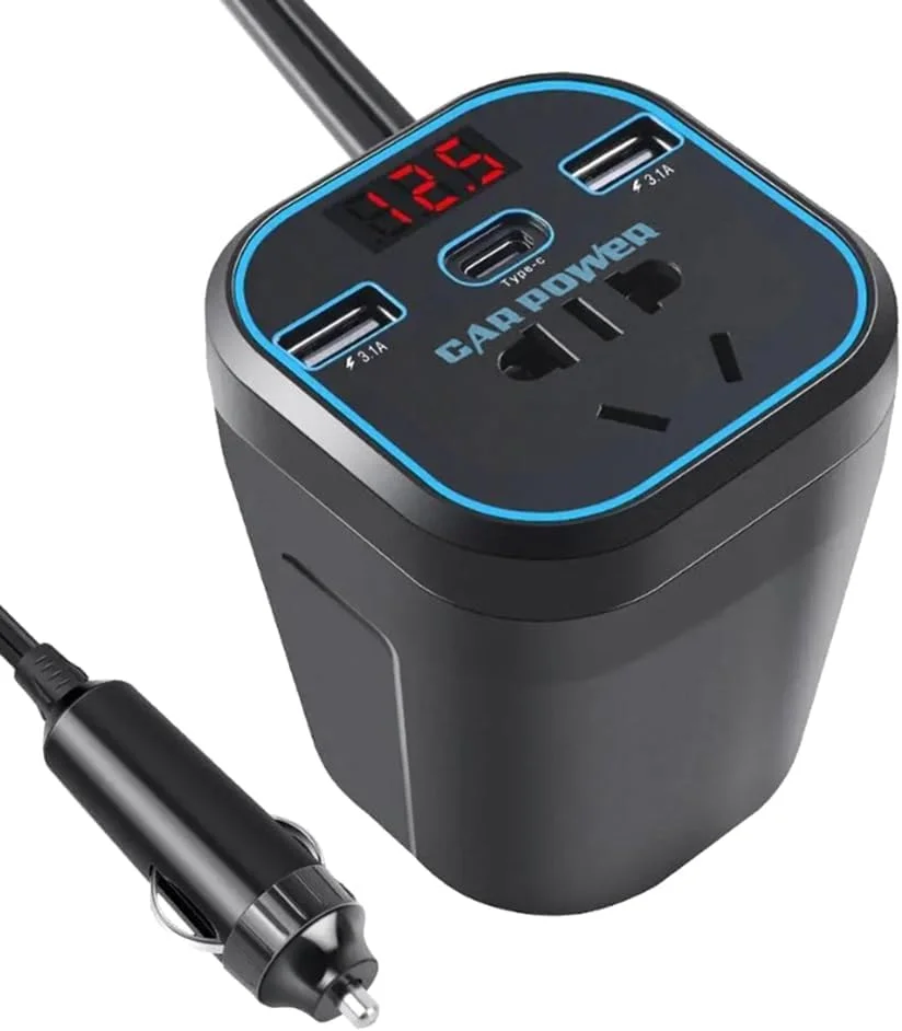 اینورتر شارژر خودرو Geuxe، اینورتر برق مشکی ABS 12V 24V DC به مبدل 220V AC، آداپتور خودرو، دوشاخه، 500421965