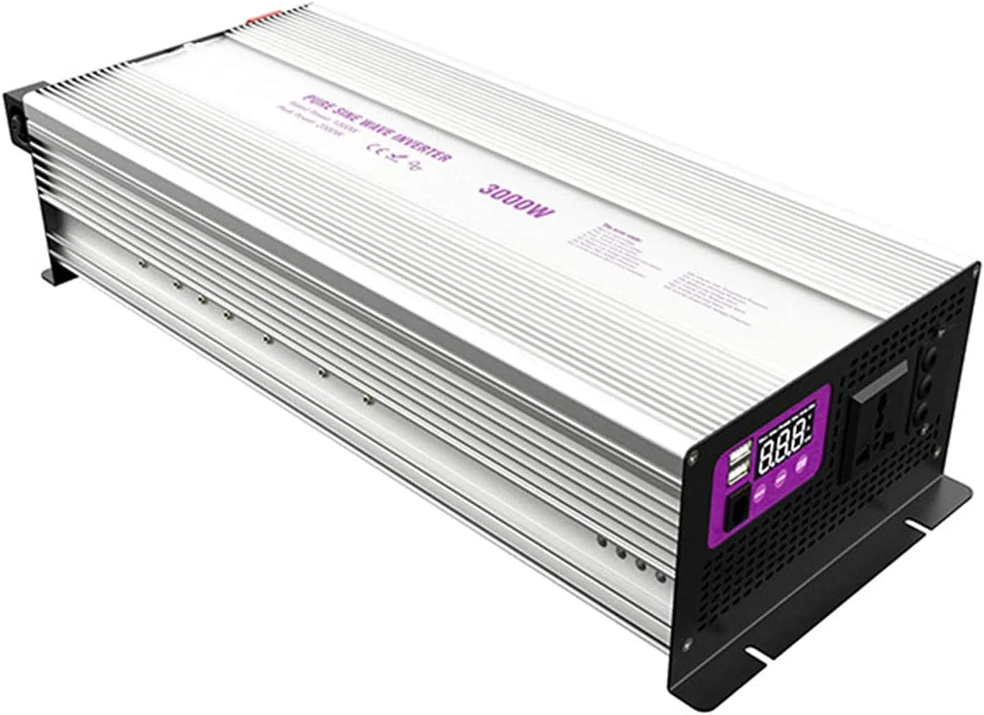 اینورتر برق موج سینوسی خالص SGSG 3000 وات - 6000 وات (اوج) DC 12V/24V به AC 110V / 220V، مبدل برق با صفحه نمایش LCD و USB دوگانه، برای لوازم برقی مختلف
