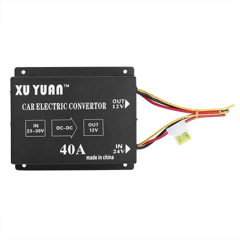 مبدل برق خودرو Reminnbor DC 24V به 12V، اینورتر برقی کامیون، کاهنده ولتاژ، ترانسفورماتور کاهنده (40 آمپر / 480 وات)