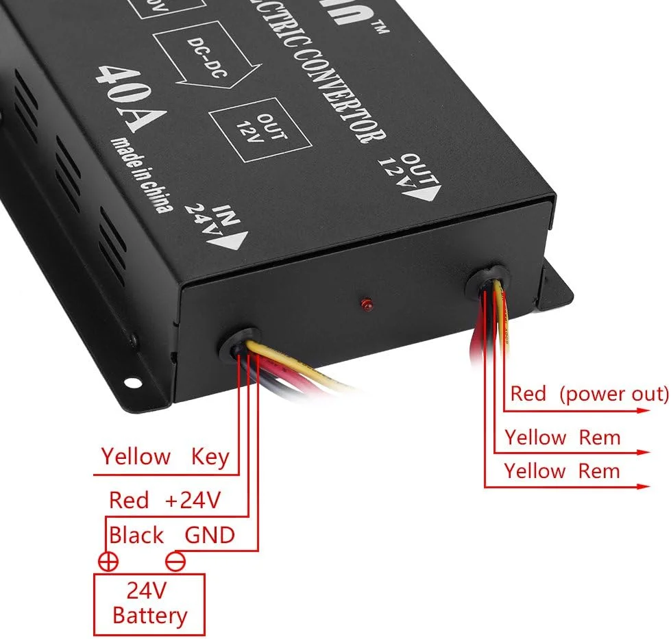 مبدل برق خودرو Reminnbor DC 24V به 12V، اینورتر برقی کامیون، کاهنده ولتاژ، ترانسفورماتور کاهنده (40 آمپر / 480 وات) مبدل برق خودرو Reminnbor DC 24V به 12V، اینورتر برقی کامیون، کاهنده ولتاژ، ترانسفورماتور کاهنده (40 آمپر / 480 وات)