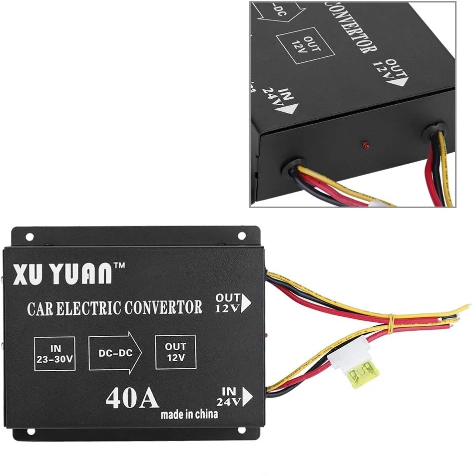 مبدل برق خودرو Reminnbor DC 24V به 12V، اینورتر برقی کامیون، کاهنده ولتاژ، ترانسفورماتور کاهنده (40 آمپر / 480 وات) مبدل برق خودرو Reminnbor DC 24V به 12V، اینورتر برقی کامیون، کاهنده ولتاژ، ترانسفورماتور کاهنده (40 آمپر / 480 وات)