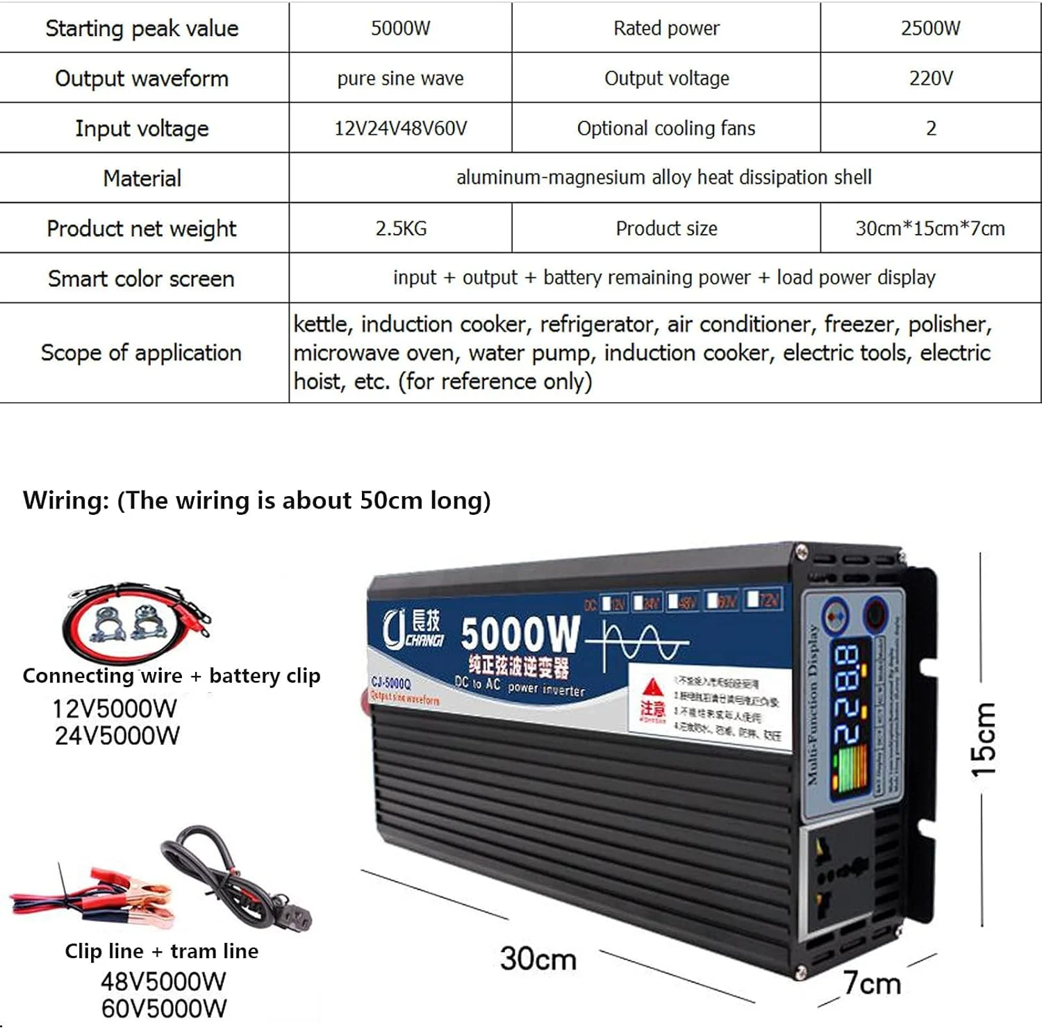 اینورتر موج سینوسی خالص SGSG با توان 3000W/4000W/5000W، تبدیل DC 12V/24V به AC 110V/220V با پورت های USB، مناسب برای فریزر، ماشین لباسشویی، مایکروویو، پمپ آب، اجاق گاز القایی، ابزار برقی، 5000W-48 اینورتر موج سینوسی خالص SGSG با توان 3000W/4000W/5000W، تبدیل DC 12V/24V به AC 110V/220V با پورت های USB، مناسب برای فریزر، ماشین لباسشویی، مایکروویو، پمپ آب، اجاق گاز القایی، ابزار برقی، 5000W-48