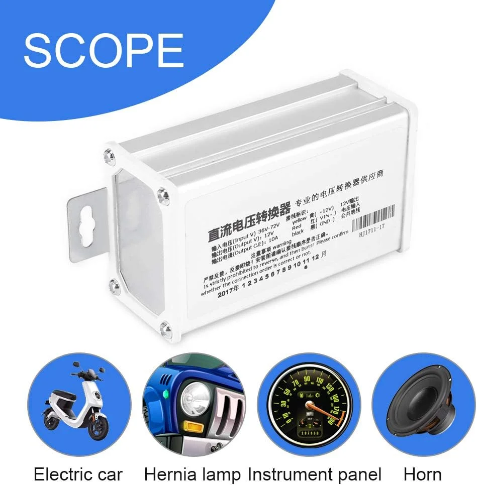 مبدل DC 36V-72V به 12V برای وسایل نقلیه الکتریکی 10A 120W با فرکانس بالا، ترانسفورماتور ولتاژ برای اسکوتر برقی LED مبدل DC 36V-72V به 12V برای وسایل نقلیه الکتریکی 10A 120W با فرکانس بالا، ترانسفورماتور ولتاژ برای اسکوتر برقی LED