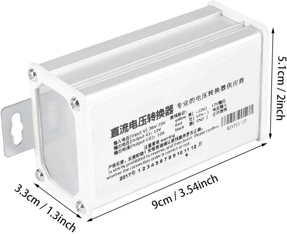 مبدل DC 36V-72V به 12V برای وسایل نقلیه الکتریکی 10A 120W با فرکانس بالا، ترانسفورماتور ولتاژ برای اسکوتر برقی LED مبدل DC 36V-72V به 12V برای وسایل نقلیه الکتریکی 10A 120W با فرکانس بالا، ترانسفورماتور ولتاژ برای اسکوتر برقی LED
