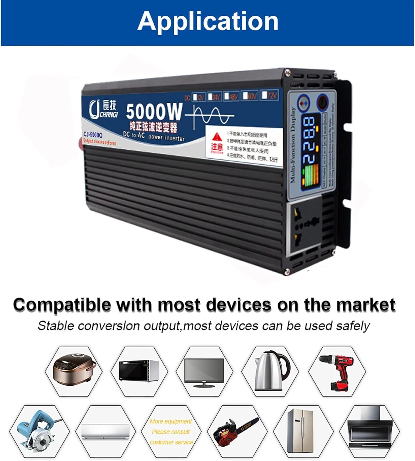 اینورتر موج سینوسی خالص خودرو LJZLJZ، 12V/24V/48V/60V به 220V، 3000W 4000W 5000W، برای یخچال، کولر گازی 1.5P، فریزر، پمپ آب کوچک، ابزار برقی، 3000W-60V اینورتر موج سینوسی خالص خودرو LJZLJZ، 12V/24V/48V/60V به 220V، 3000W 4000W 5000W، برای یخچال، کولر گازی 1.5P، فریزر، پمپ آب کوچک، ابزار برقی، 3000W-60V