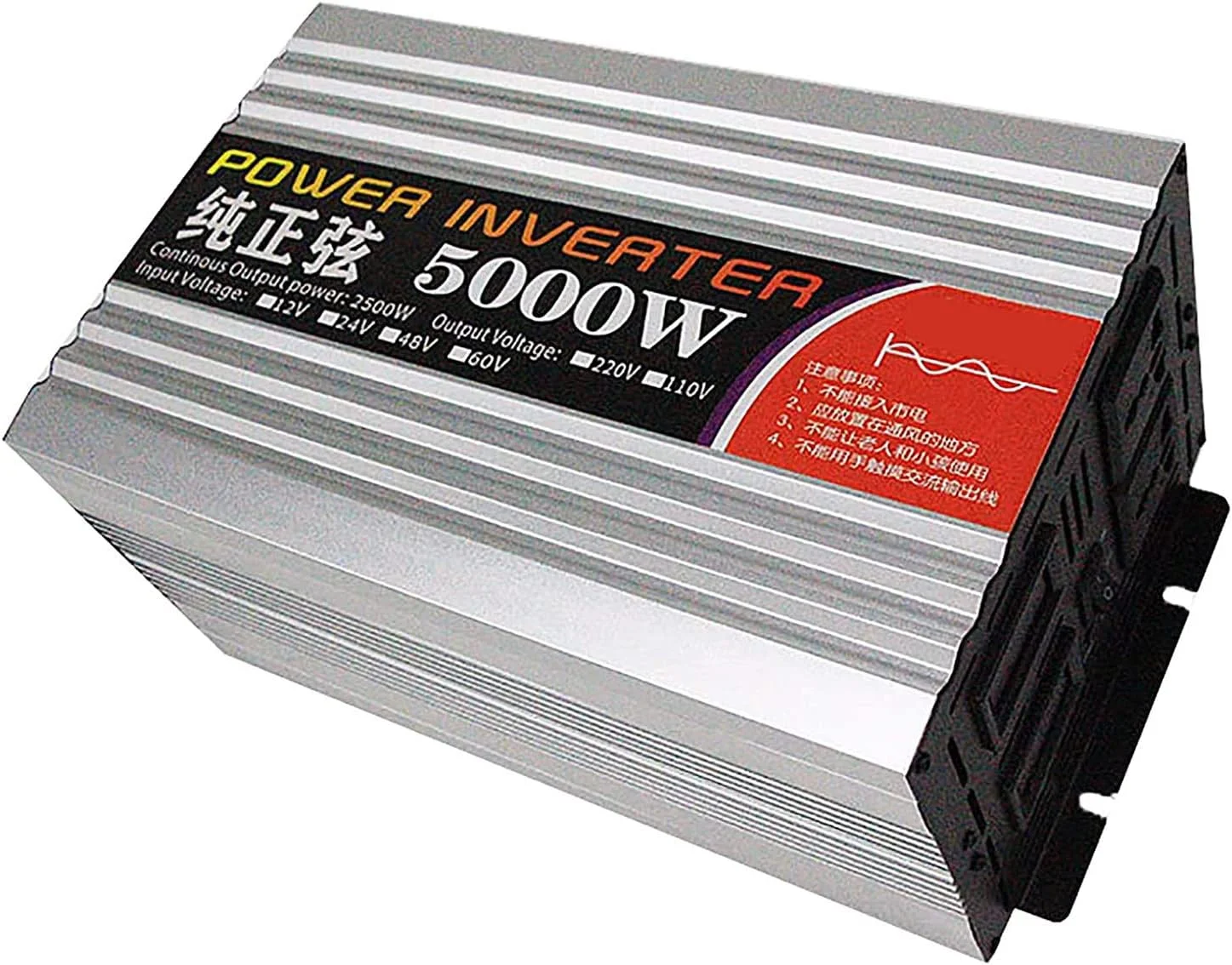 اینورتر موج سینوسی خالص با توان بالا، مبدل برق خودرو الکتریکی RV، 5000W/6000W/8000W، 12V/24V/48V/60V، 8 نوع حفاظت ایمنی، LCD هوشمند، 5000W-48V