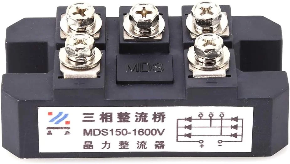 پل دیود سه فاز NDNCZDHC 150 آمپر MDS150a 1600V، قدرت بالا، بادوام و قابل حمل برای اینورتر PWM، ورودی جریان الکتریکی، شارژ باتری