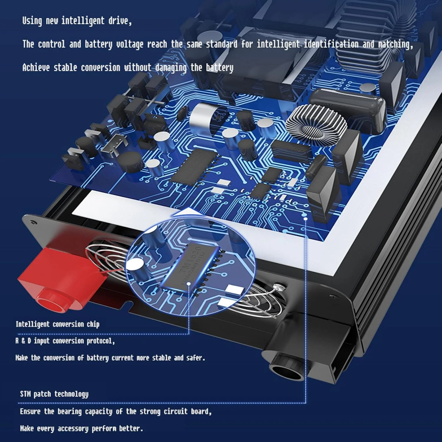 اینورتر خودرو مبدل برق وسیله نقلیه الکتریکی موج سینوسی خالص با نمایشگر دیجیتال LCD از 12V24V به 220V با مکانیزم محافظت چندگانه، 3500 وات - 12 ولت