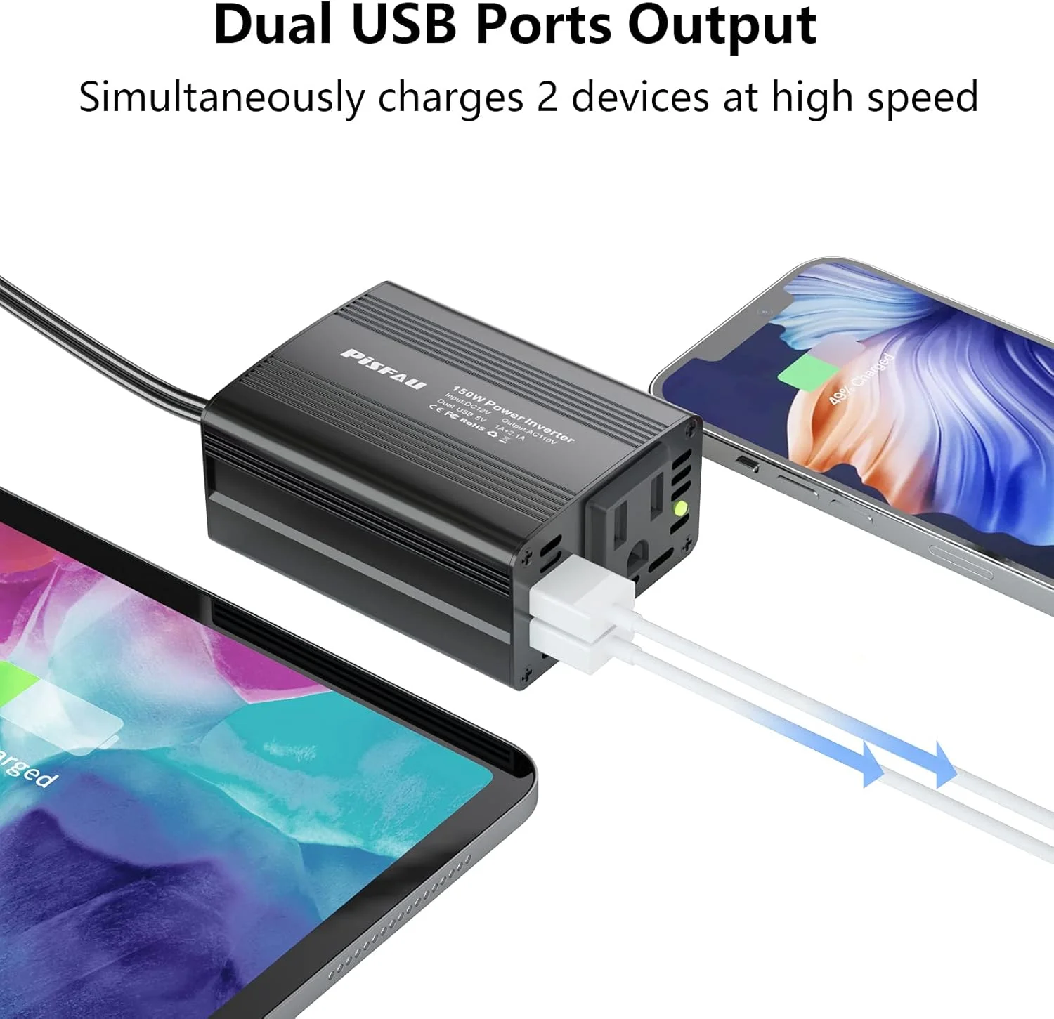 اینورتر برق 150 وات PiSFAU، مبدل 12 ولت DC به 110 ولت AC، آداپتور پریز خودرو با شارژر دوگانه USB 3.1 آمپر AC برای لپ تاپ، مشکی (MT-MX150) اینورتر برق 150 وات PiSFAU، مبدل 12 ولت DC به 110 ولت AC، آداپتور پریز خودرو با شارژر دوگانه USB 3.1 آمپر AC برای لپ تاپ، مشکی (MT-MX150)