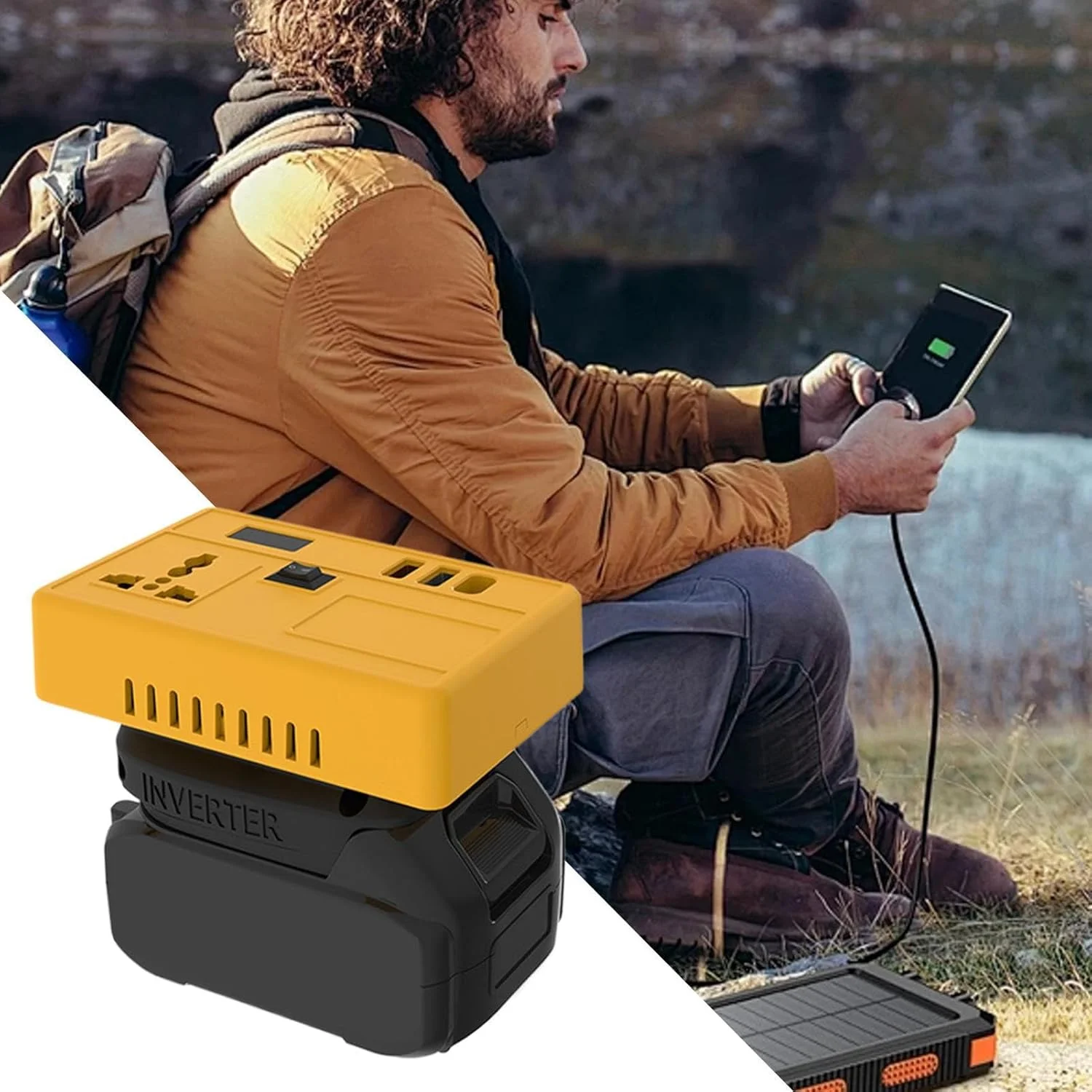 اینورتر باتری برای ابزار برقی - ژنراتور ایستگاه برق، شارژر تلفن، اینورتر 21 ولت به 200-220 ولت برای مسافرت