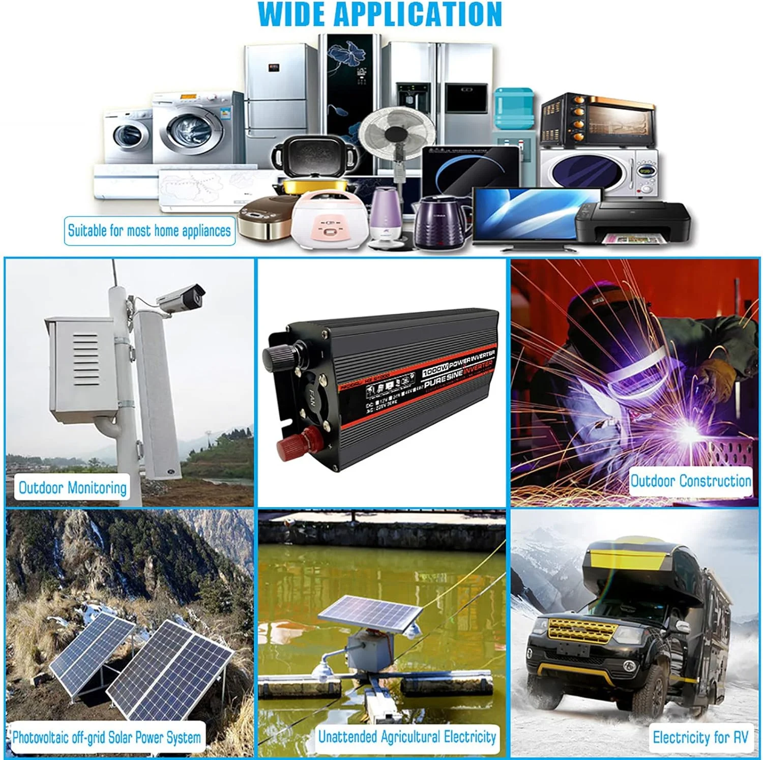 اینورتر موج سینوسی خالص ZILOOK 1000W-4000W، اینورتر خودرو DC 12V-60V به AC 220V، با پریز AC + نمایشگر LED، مسافرت، کمپینگ، خانه، 1000W-24V