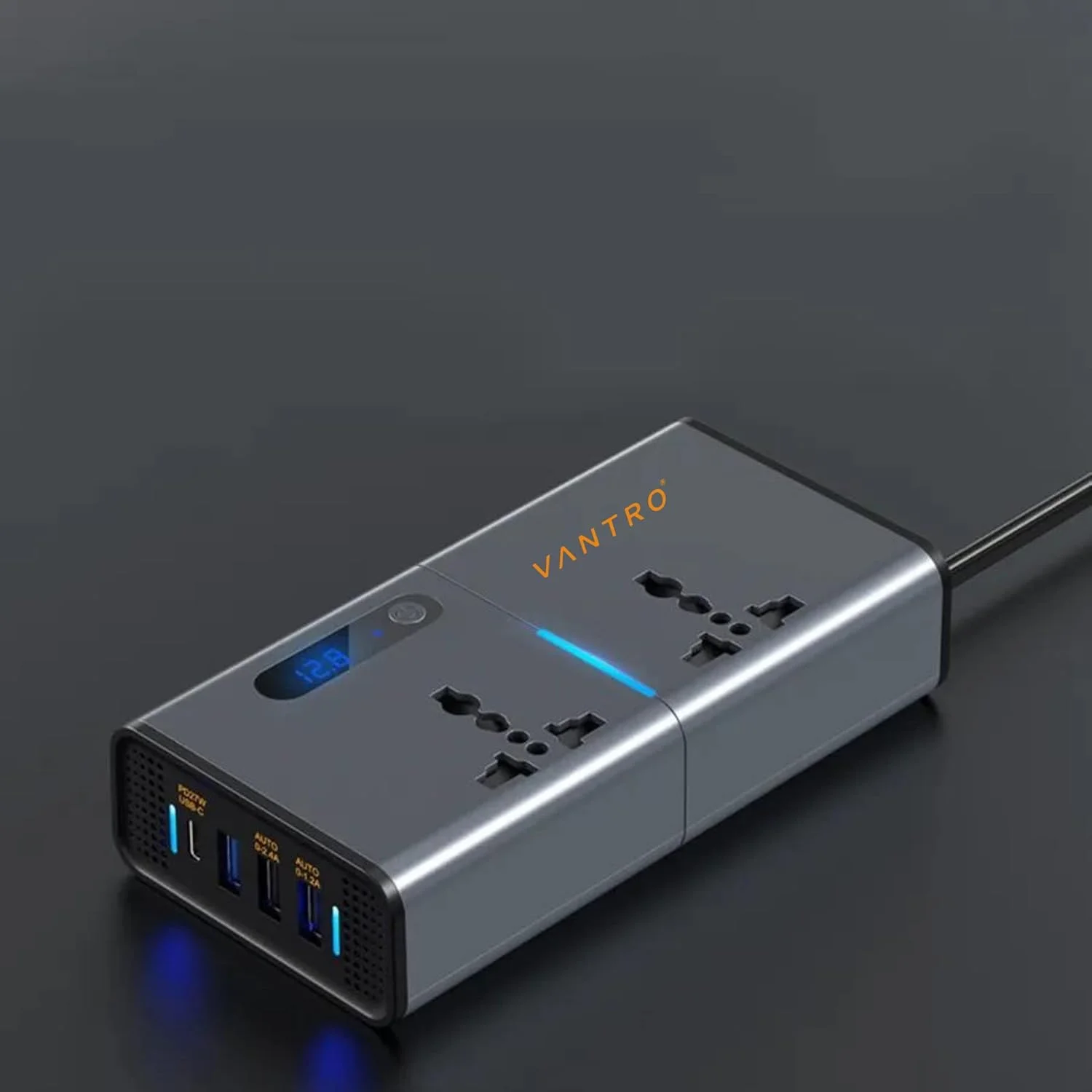 اینورتر برق خودرو 200 وات Vantro / شارژر لپ تاپ با 3 پورت USB (حداکثر 6.2 آمپر) و 1 پورت هوشمند USB نوع C (1*27WPD)، 2 خروجی AC جهانی و 12 ولت DC به 220 ولت AC با QC3.0 مدل P2 اینورتر برق خودرو 200 وات Vantro / شارژر لپ تاپ با 3 پورت USB (حداکثر 6.2 آمپر) و 1 پورت هوشمند USB نوع C (1*27WPD)، 2 خروجی AC جهانی و 12 ولت DC به 220 ولت AC با QC3.0 مدل P2