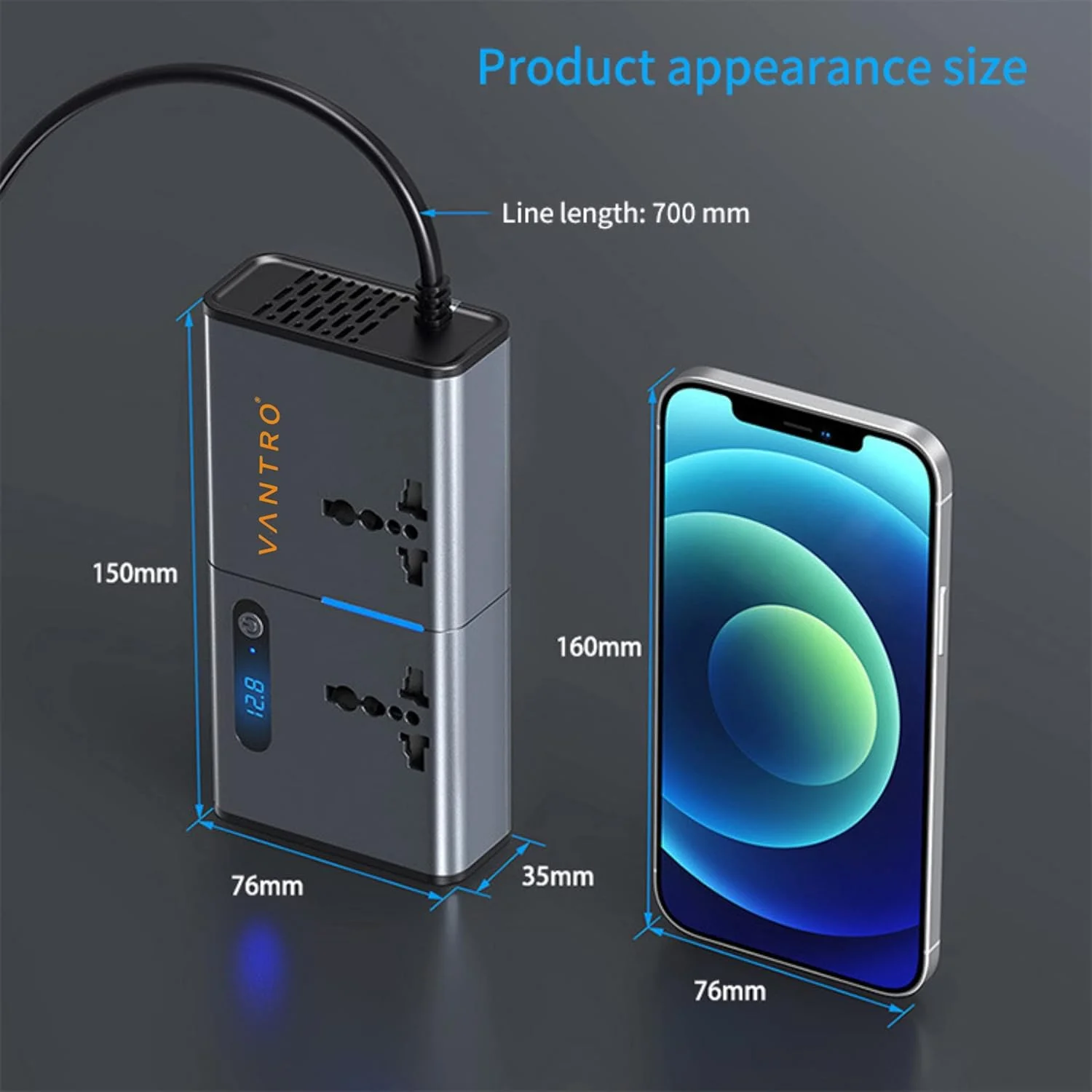 اینورتر برق خودرو 200 وات Vantro / شارژر لپ تاپ با 3 پورت USB (حداکثر 6.2 آمپر) و 1 پورت هوشمند USB نوع C (1*27WPD)، 2 خروجی AC جهانی و 12 ولت DC به 220 ولت AC با QC3.0 مدل P2 اینورتر برق خودرو 200 وات Vantro / شارژر لپ تاپ با 3 پورت USB (حداکثر 6.2 آمپر) و 1 پورت هوشمند USB نوع C (1*27WPD)، 2 خروجی AC جهانی و 12 ولت DC به 220 ولت AC با QC3.0 مدل P2