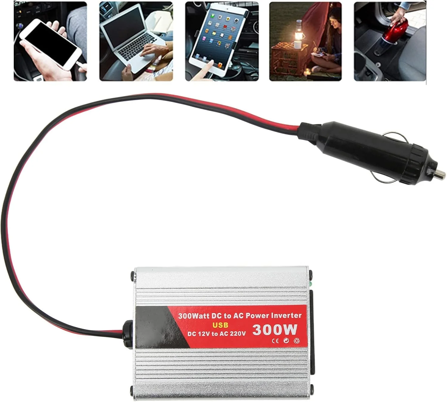 اینورتر برق خودرو DC 12V به AC 220V شارژر USB محافظت ولتاژ بالا 300W اینورتر برق خودرو برای تلفن همراه لامپ (مدل فندکی خودرو) اینورتر برق خودرو DC 12V به AC 220V شارژر USB محافظت ولتاژ بالا 300W اینورتر برق خودرو برای تلفن همراه لامپ (مدل فندکی خودرو)