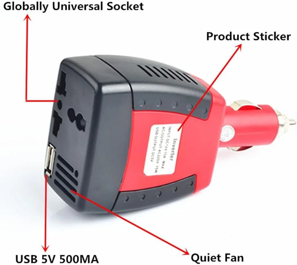 اینورتر برق خودرو 75 وات با درگاه شارژ USB