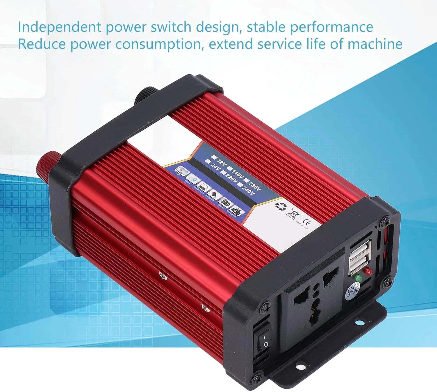 اینورتر خودرو Eujgoov شارژر برق USB DC مبدل اینورتر سینوسی اصلاح شده خودرو اینورتر خورشیدی برای خودرو 1000 وات (24 ولت به 220 ولت)