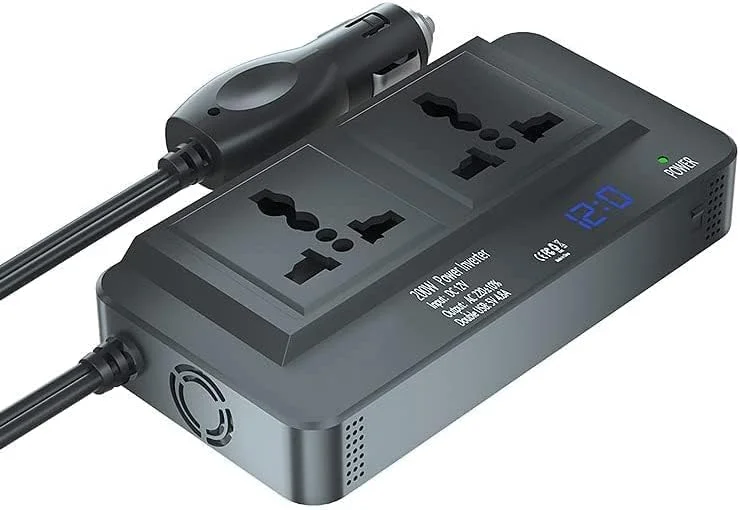 اینورتر برق خودرو 200 وات PRITZKER، مبدل DC 12V به AC 220V، شارژر 4 پورت USB، مشکی، 1 عدد اینورتر برق خودرو 200 وات PRITZKER، مبدل DC 12V به AC 220V، شارژر 4 پورت USB، مشکی، 1 عدد