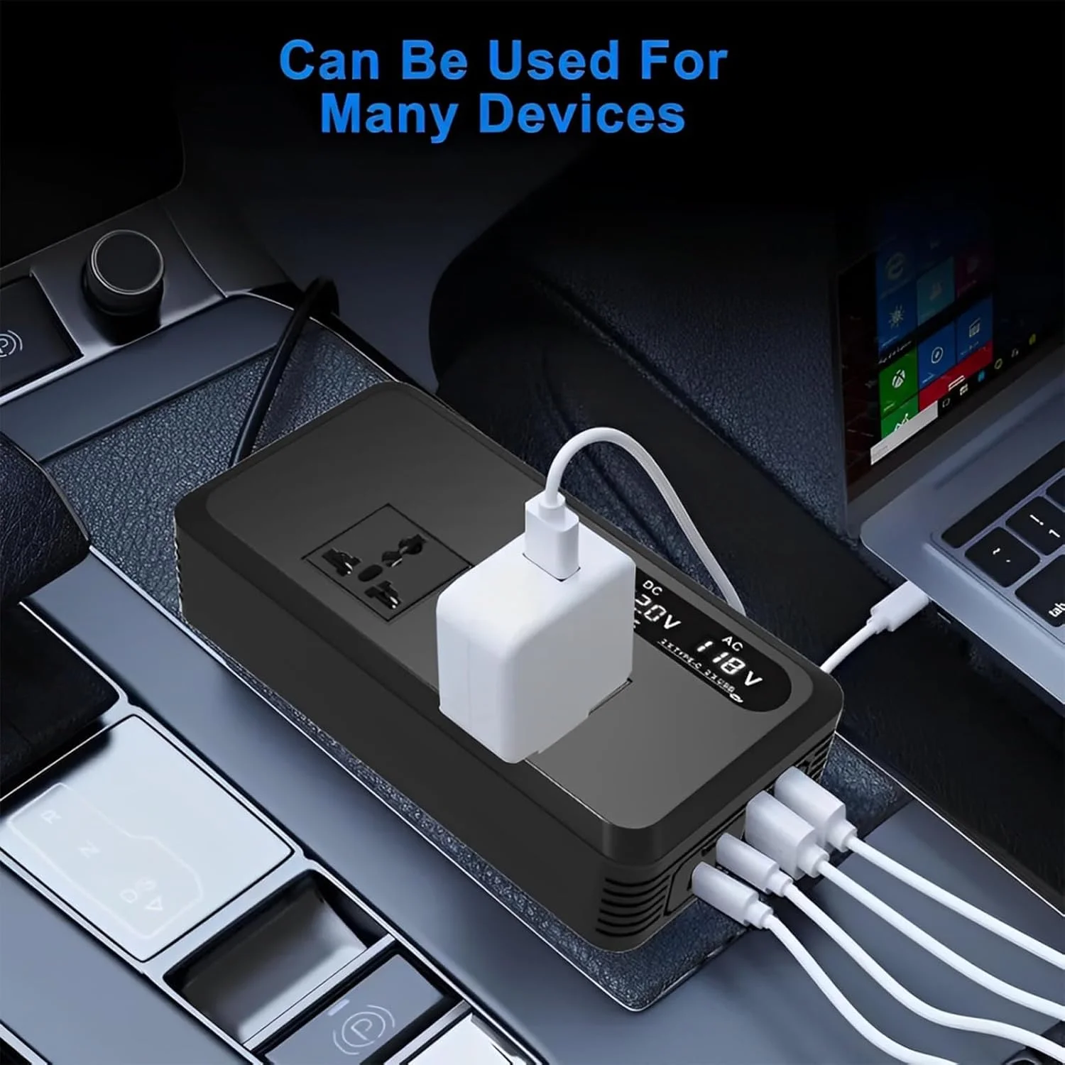اینورتر برق خودرو 200 وات Gorgeskid - 12 ولت به 220 ولت، 2 خروجی AC، 2 پورت USB (2.4 آمپر هر کدام) و 2 پورت Type-C (25 وات هر کدام) - جمع و جور و قابل حمل برای خودروها، SUVها، کامیون ها و RVها اینورتر برق خودرو 200 وات Gorgeskid - 12 ولت به 220 ولت، 2 خروجی AC، 2 پورت USB (2.4 آمپر هر کدام) و 2 پورت Type-C (25 وات هر کدام) - جمع و جور و قابل حمل برای خودروها، SUVها، کامیون ها و RVها