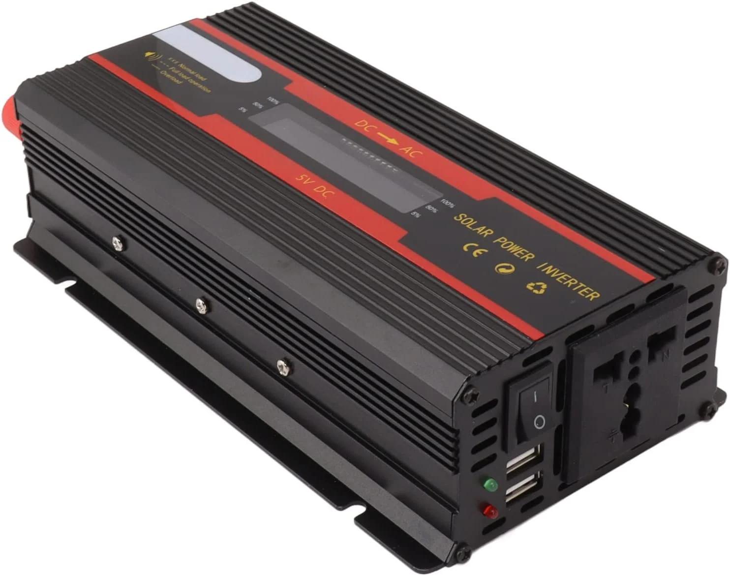 اینورتر برق موج سینوسی خالص 1000 وات، مبدل DC 12V 24V به 220V AC با نمایشگر LCD، پریز AC، پورت های USB دوتایی و فندک سیگار، اینورتر برق خودرو برای خانه، کمپینگ، RV، خودرو