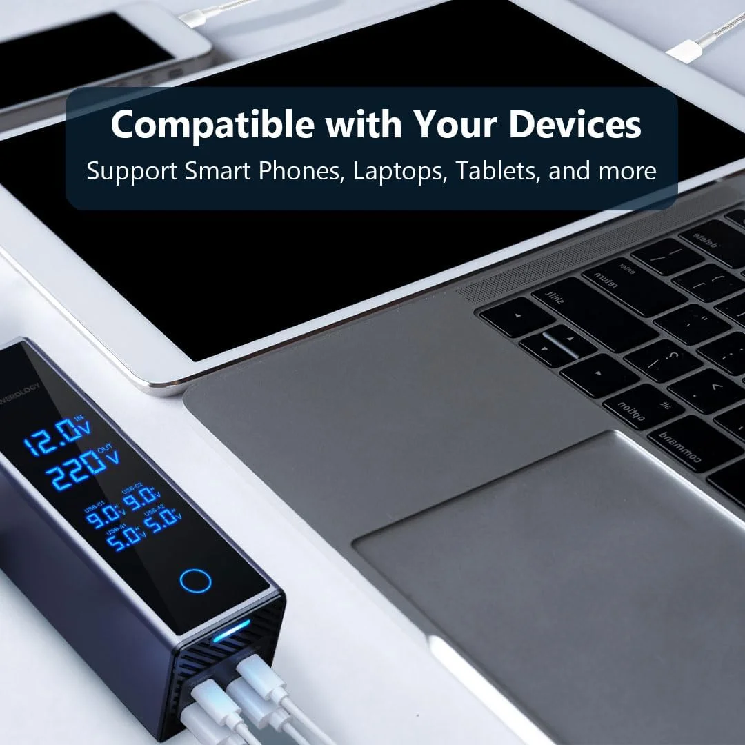 اینورتر برق خودرو پاورولوژی 300 وات، 2 پریز AC، دو پورت USB-C با توان 36 وات PD، دو پورت USB-A با توان 30 وات QC، نمایشگر ولتاژ، خروجی 220 ولت AC، طراحی جمع و جور، محافظت داخلی، مناسب برای SUV، خودرو، کامیون اینورتر برق خودرو پاورولوژی 300 وات، 2 پریز AC، دو پورت USB-C با توان 36 وات PD، دو پورت USB-A با توان 30 وات QC، نمایشگر ولتاژ، خروجی 220 ولت AC، طراحی جمع و جور، محافظت داخلی، مناسب برای SUV، خودرو، کامیون