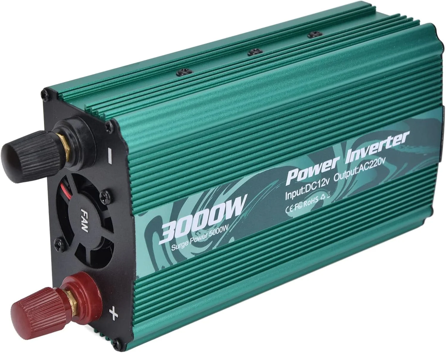 اینورتر سینوسی خالص 3000 واتی Yeelur، مبدل برق DC 12V به AC 220V با نمایشگر دیجیتال LCD چند منظوره به همراه کابل اتصال و گیره های باتری برای لوازم برقی (سبز)