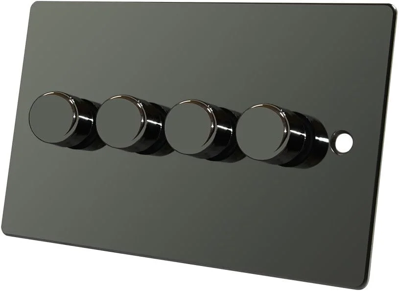 دیمر 4 پل 400 وات صفحه تخت نیکل مشکی Alliance Electrical - کلید دیمر 4 کاناله 10 آمپر 2 طرفه 400 وات