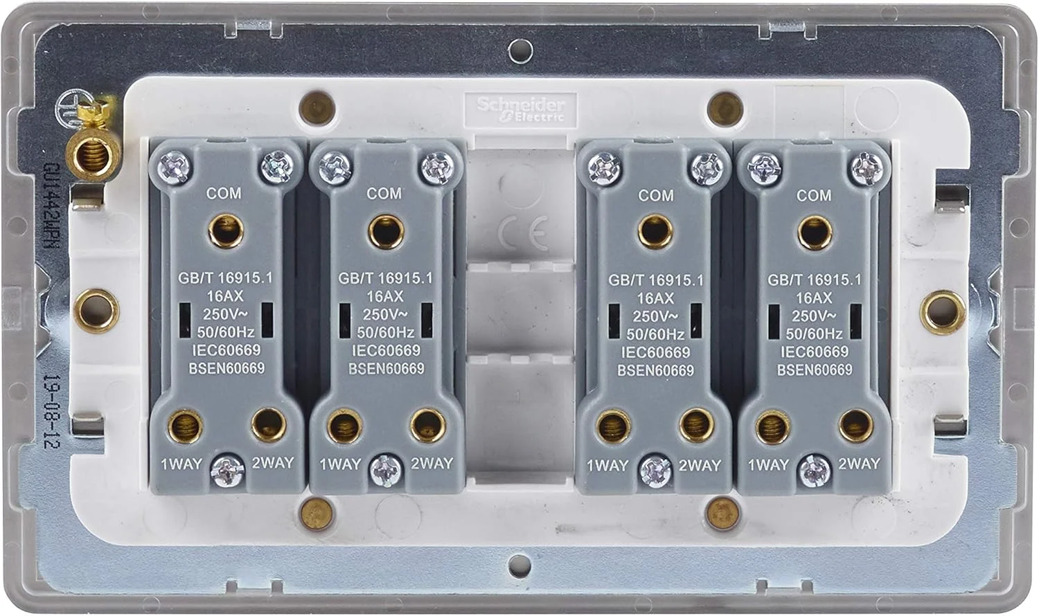 کلید دو طرفه 4 پل Schneider Electric Ultimate، نیکل مرواریدی، صفحه تخت بدون پیچ Ultimate - کلید صفحه راکر - 4 پل - نیکل مرواریدی، GU1442WPN