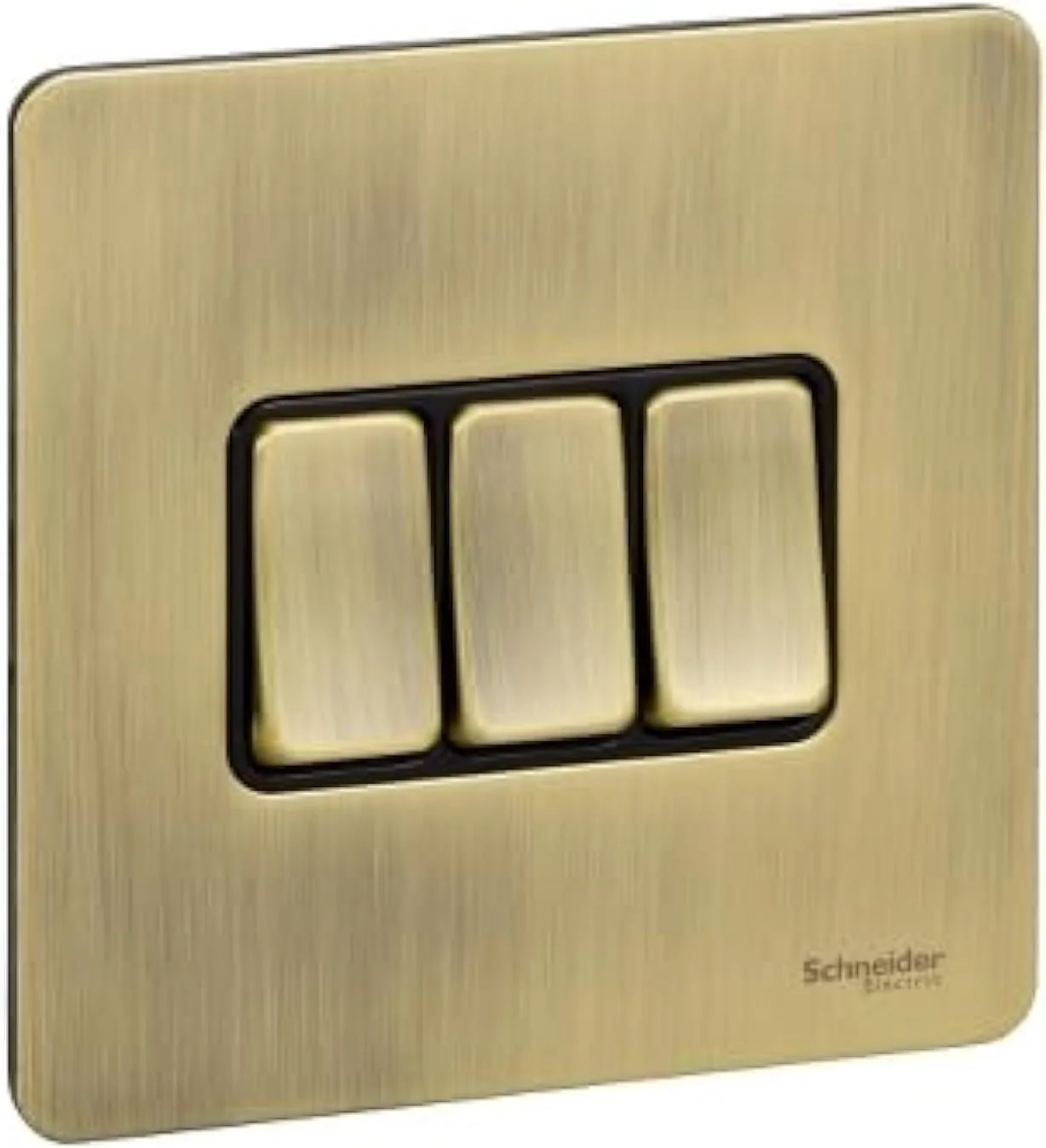 کلید دو طرفه سه پل Schneider Electric Ultimate، برنج عتیقه، صفحه تخت بدون پیچ - کلید 1 پل 2 طرفه - 3 پل - برنج عتیقه، GU1432BAB