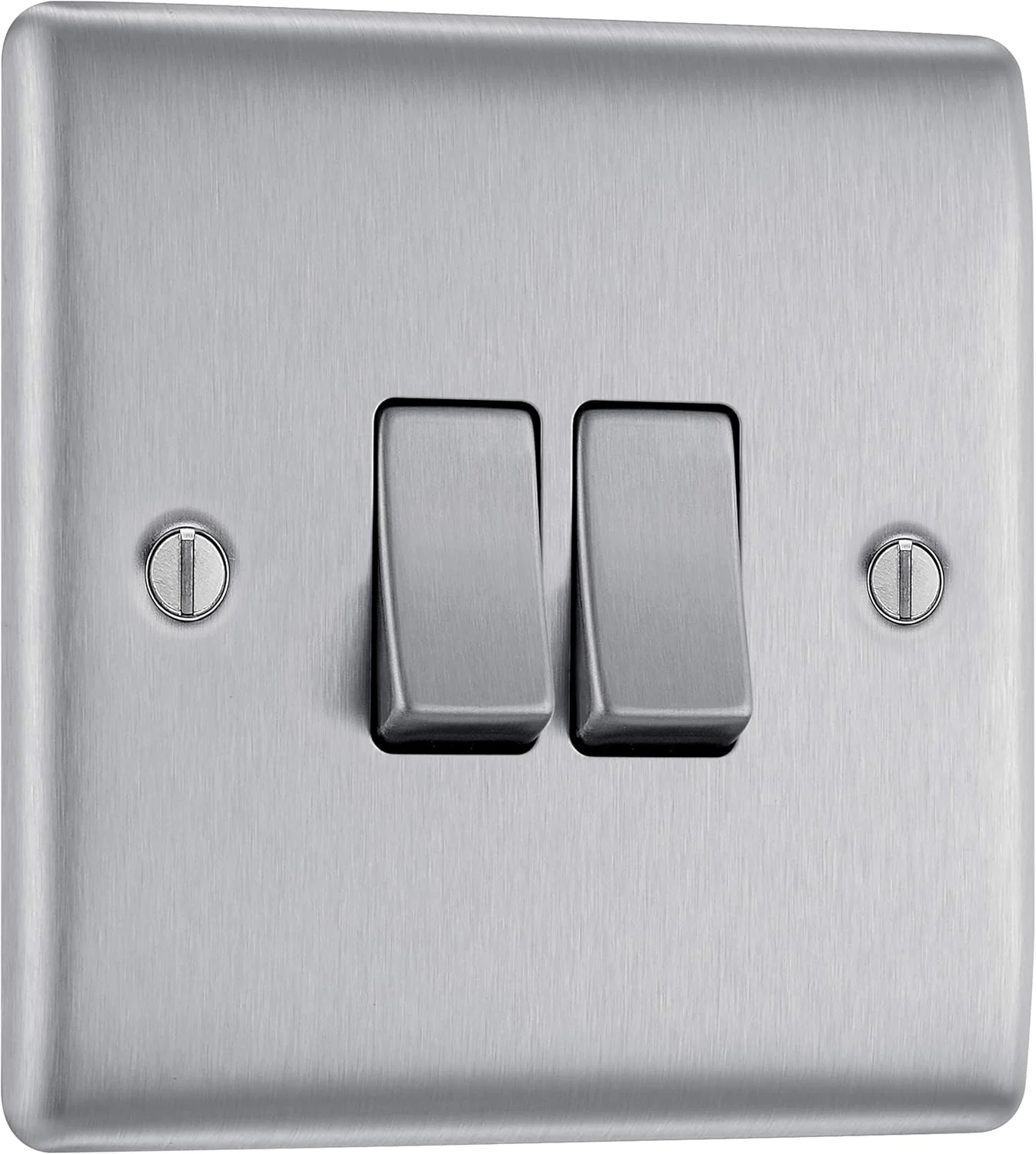 کلید روشنایی دوبل BG Electrical NBS42-01، استیل برس خورده، دو طرفه، 10AX