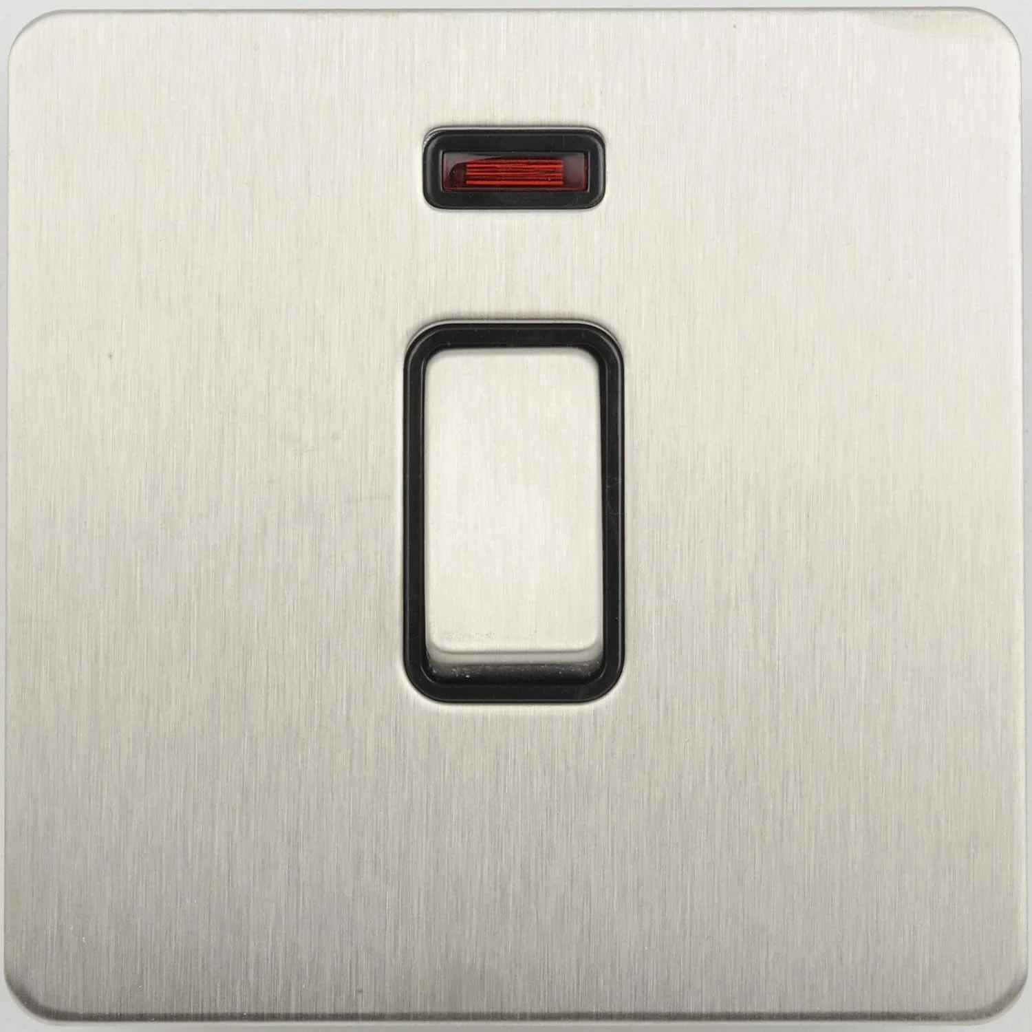 کلید دو پل 20 آمپر Schneider Electric Ultimate، تک پل، استیل ضد زنگ، صفحه تخت بدون پیچ Ultimate - کلید دو پل - نئون - استیل ضد زنگ عایق مشکی، GU2411-BSS