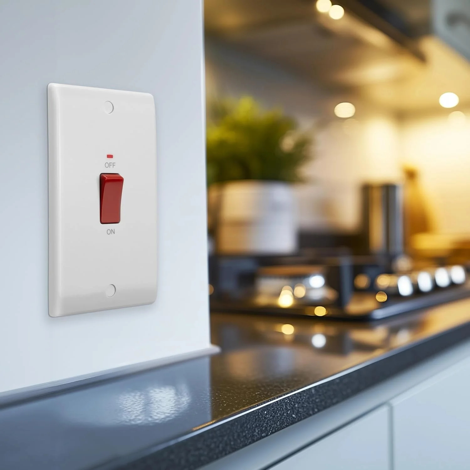 واحد کنترل اجاق گاز دو پل بزرگ BG Electrical 872-01 با نشانگر قدرت، 45 آمپر، سفید