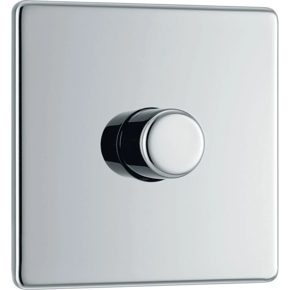 کلید دیمر تک پل هوشمند بدون پیچ BG Electrical، صفحه تخت، کروم براق، دو طرفه