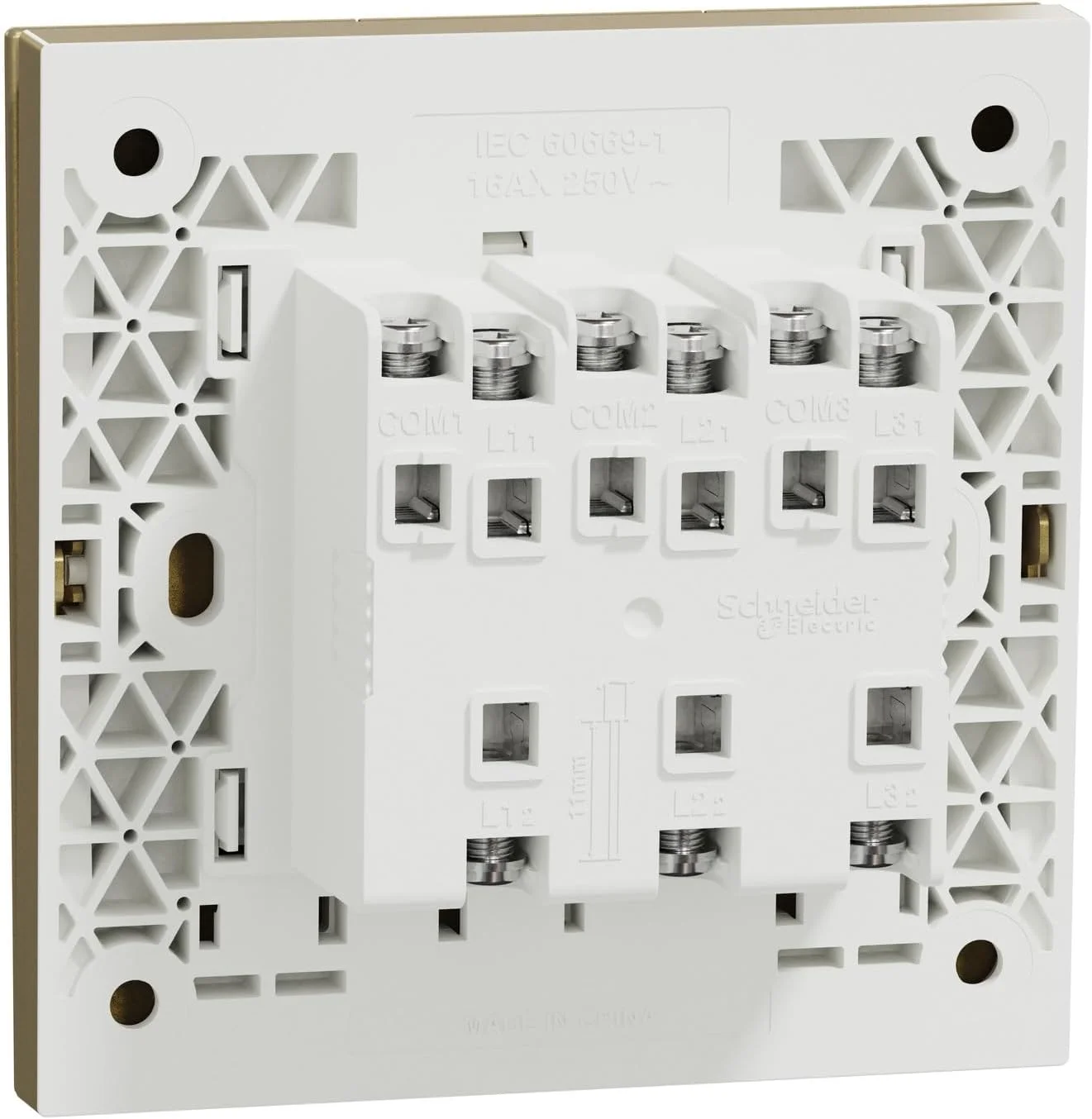 کلید سه پل دو طرفه اشنایدر الکتریک AvatarOn C، 16AX 250V، طلایی شرابی، E8733L2F_WG