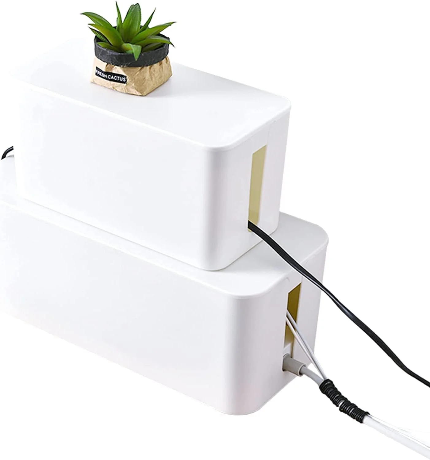 جعبه نظم دهنده کابل SYOSI، جعبه مرتب سازی برای پوشاندن و مخفی کردن سیم برق، نوار برق و سیم سیار، ذخیره سازی کوچک و بزرگ برای میز، کنار تخت، حمام، مجموعه 2 عددی