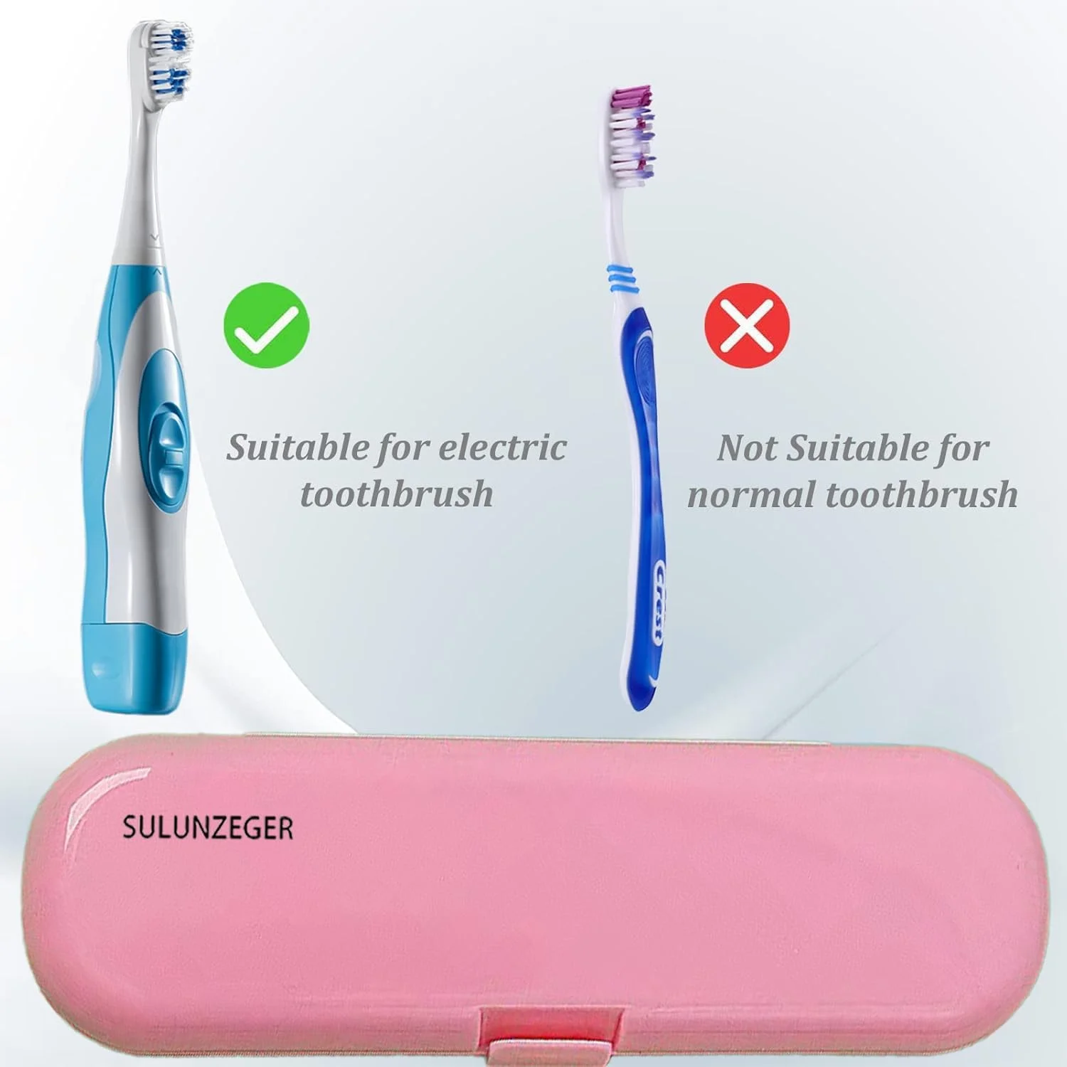جعبه مسافرتی مسواک SULUNZEGER برای مسواک های برقی Oral B، بسته 2 عددی جعبه مسواک قابل حمل با 4 عدد روکش سر مسواک قابل استفاده مجدد سازگار با سر مسواک Oral-B (صورتی)