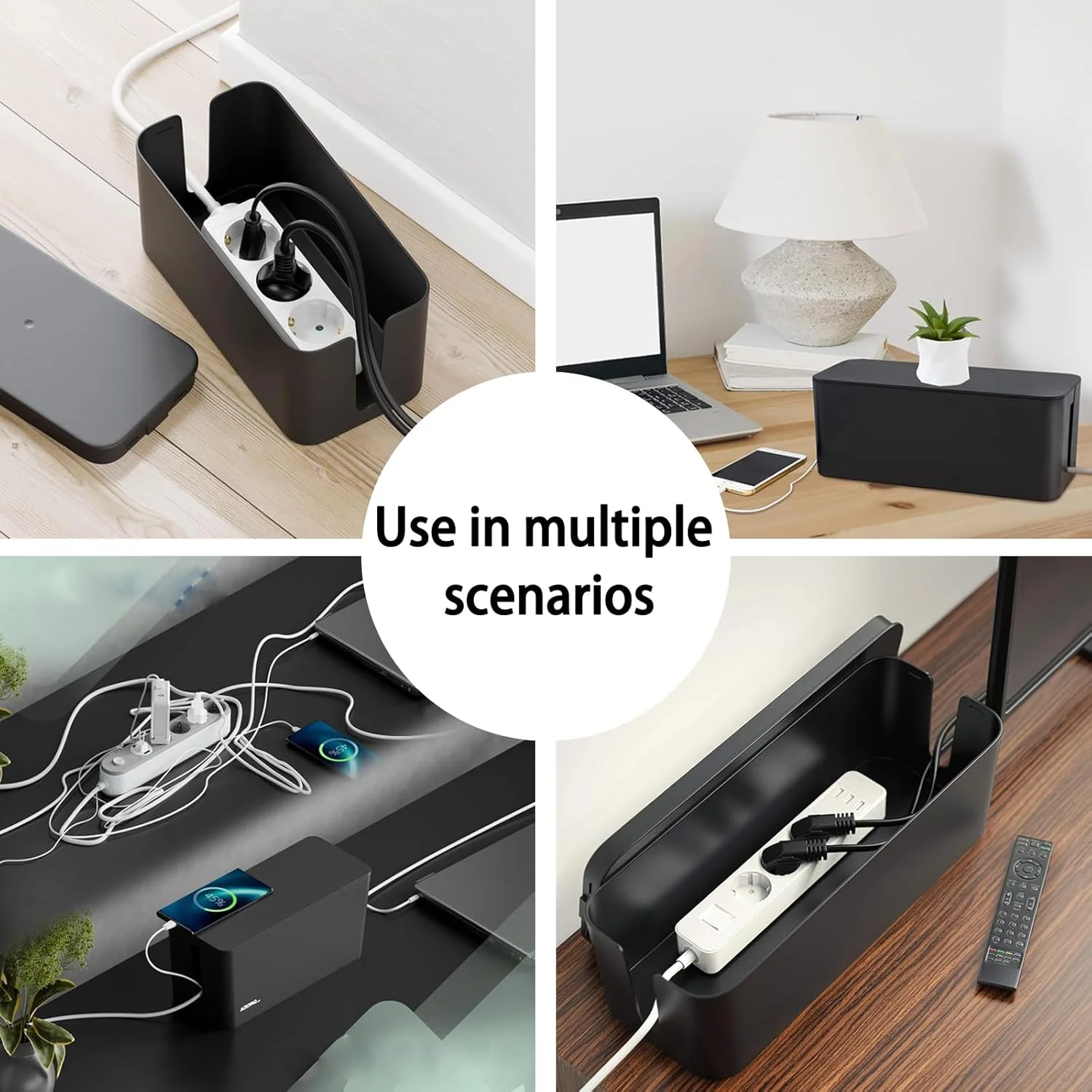 جعبه مدیریت کابل، جعبه مرتبسازی کابل مشکی با درب، جعبه کوچک سازماندهنده کابل برای پنهان کردن سیمهای برق و سازماندهی سیمهای الکتریکی جعبه مدیریت کابل، جعبه مرتبسازی کابل مشکی با درب، جعبه کوچک سازماندهنده کابل برای پنهان کردن سیمهای برق و سازماندهی سیمهای الکتریکی