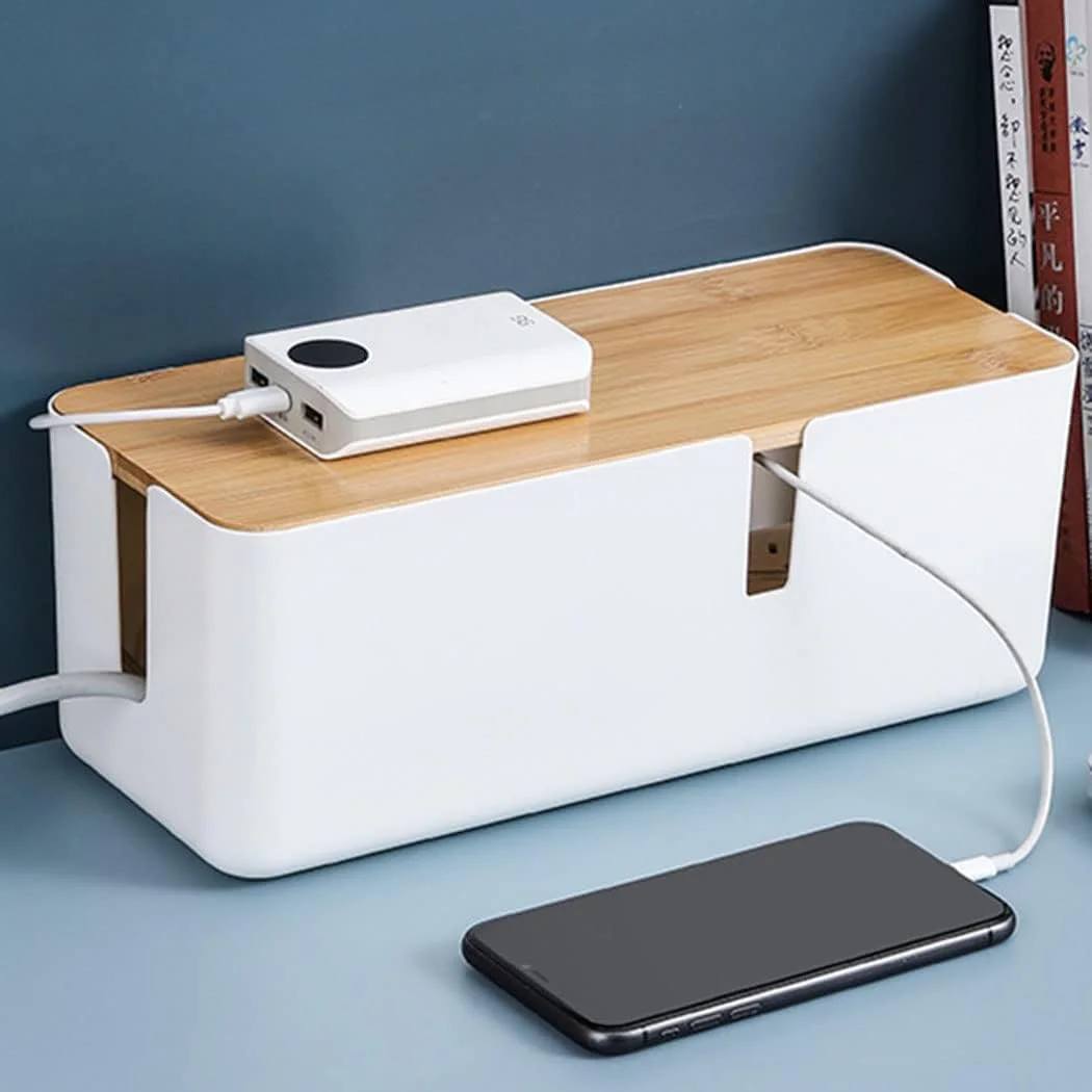 جعبه نظم دهنده کابل AMERTEER، جعبه مدیریت کابل، با درب بامبو برای پوشاندن و پنهان کردن چندراهی برق و سیم ها برای تلویزیون، کامپیوتر، روتر، هاب زیر میز، دفتر کار جعبه نظم دهنده کابل AMERTEER، جعبه مدیریت کابل، با درب بامبو برای پوشاندن و پنهان کردن چندراهی برق و سیم ها برای تلویزیون، کامپیوتر، روتر، هاب زیر میز، دفتر کار