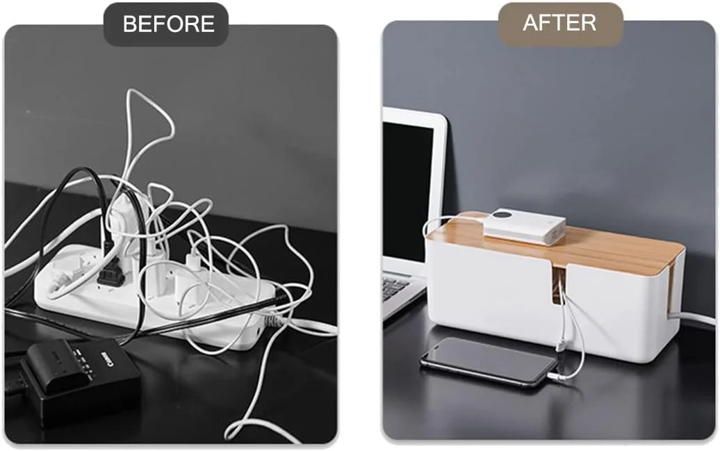 جعبه نظم دهنده کابل AMERTEER، جعبه مدیریت کابل، با درب بامبو برای پوشاندن و پنهان کردن چندراهی برق و سیم ها برای تلویزیون، کامپیوتر، روتر، هاب زیر میز، دفتر کار جعبه نظم دهنده کابل AMERTEER، جعبه مدیریت کابل، با درب بامبو برای پوشاندن و پنهان کردن چندراهی برق و سیم ها برای تلویزیون، کامپیوتر، روتر، هاب زیر میز، دفتر کار