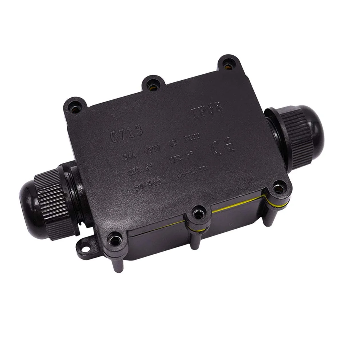جعبه تقسیم ضد آب بیرونی Smseace با استاندارد IP68، جعبه اتصال الکتریکی خارجی سیم دوشاخه 2 طرفه، کانکتور کابل کواکسیال M713 قطر سیم 4-15 میلی متر (1 عدد مشکی) G713-2P