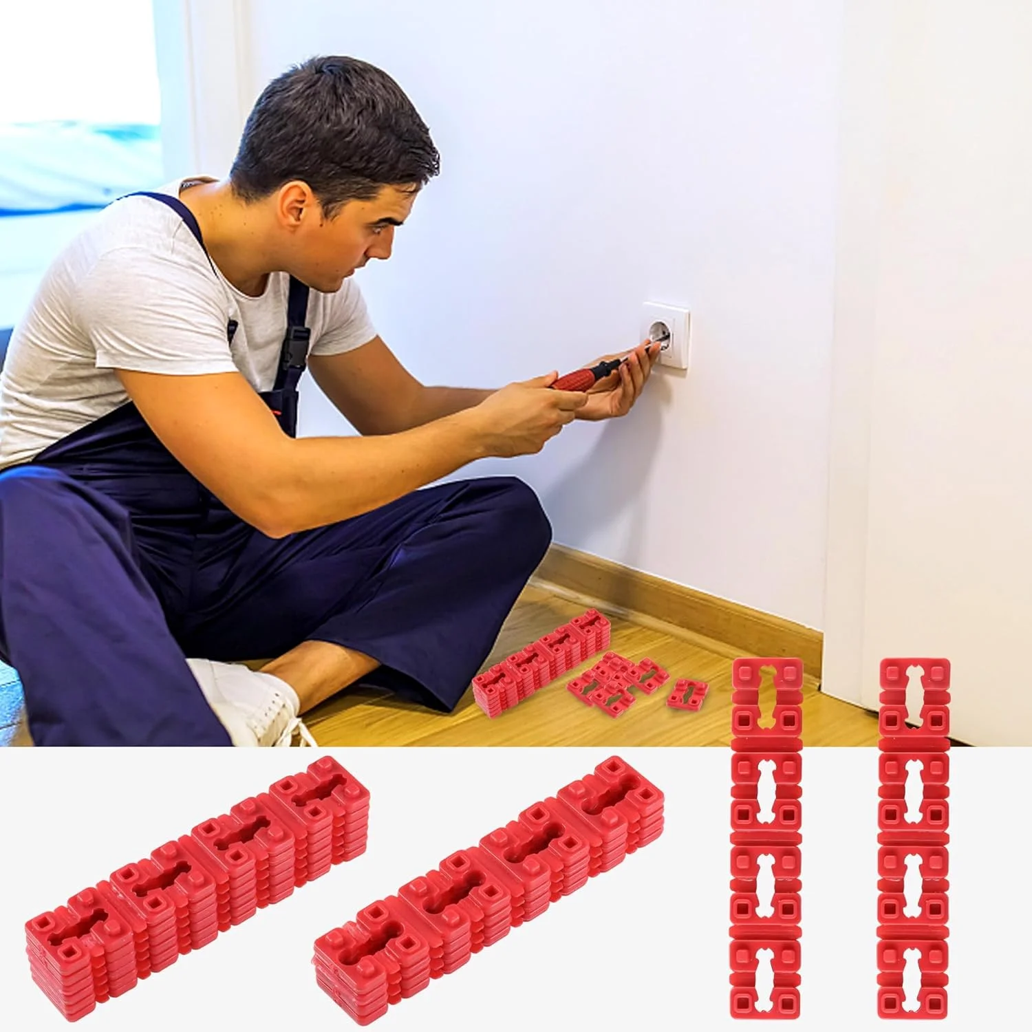 NALACAL 36 عدد فاصله‌دهنده پریز برق، فاصله‌دهنده‌های قرمز پریز برای جعبه برق، فاصله‌دهنده‌های شیم پریز، فاصله‌دهنده‌های سوکت برای جعبه برق یا رفع شل بودن دوشاخه پریز پلاستیکی