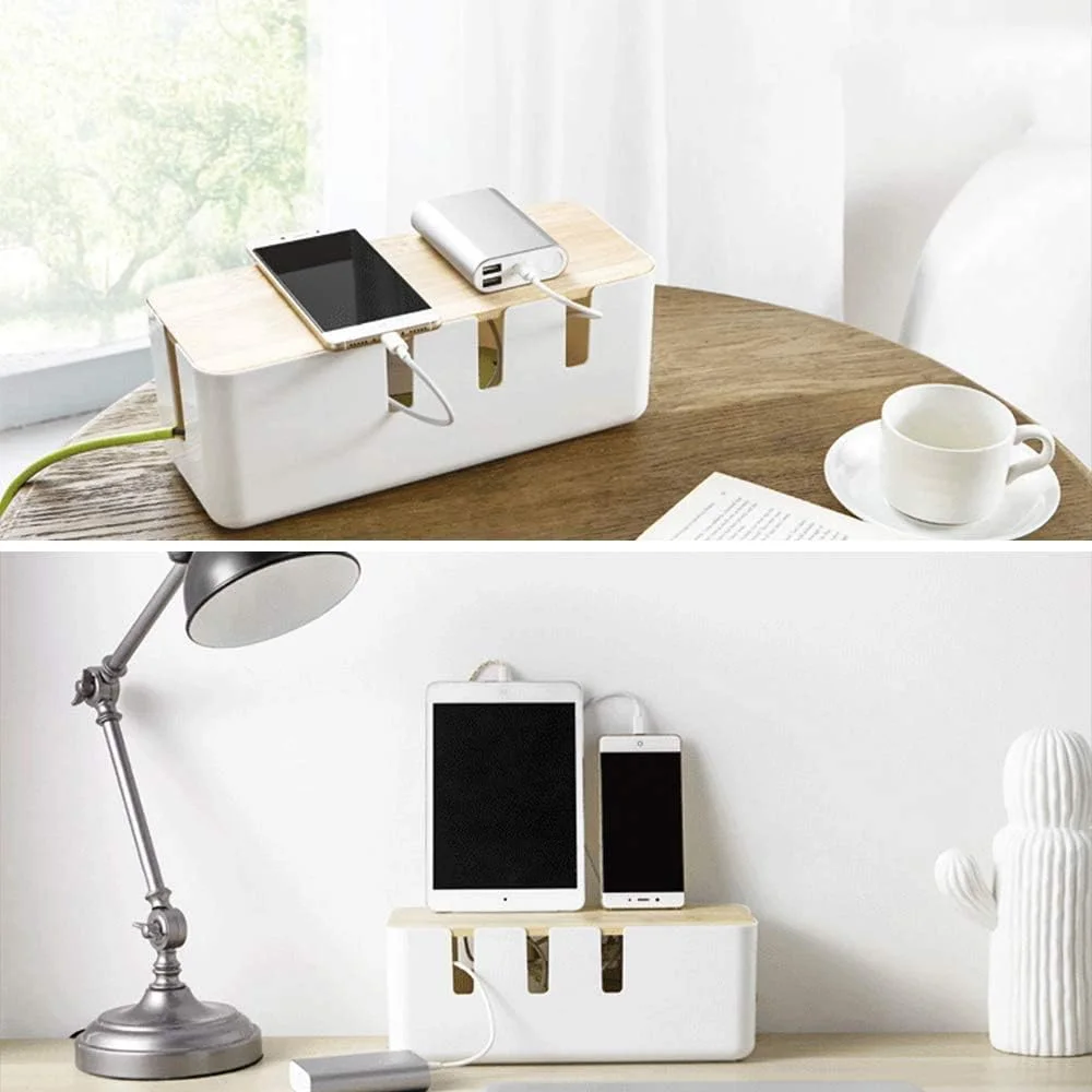 جعبه نظم دهنده کابل برق Friusate با روکش چوبی (30x12x11 سانتی متر)