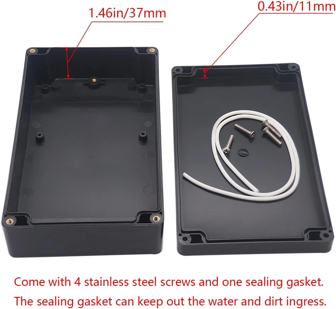 جعبه پروژه Otdorpatio IP65 ضد آب، جعبه اتصال پلاستیکی ABS مشکی، جعبه های الکتریکی DIY، محفظه برق پروژه الکترونیکی 200x120x56 میلی متر (7.87x4.72x2.2 اینچ) جعبه پروژه Otdorpatio IP65 ضد آب، جعبه اتصال پلاستیکی ABS مشکی، جعبه های الکتریکی DIY، محفظه برق پروژه الکترونیکی 200x120x56 میلی متر (7.87x4.72x2.2 اینچ)
