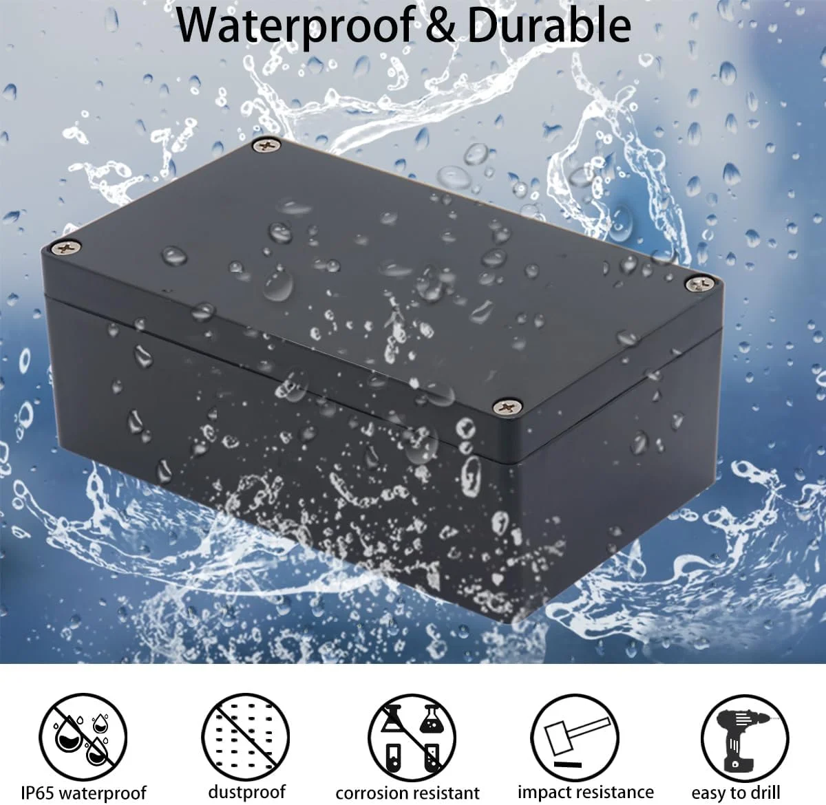 جعبه پروژه Otdorpatio IP65 ضد آب، جعبه اتصال پلاستیکی ABS مشکی، جعبه های الکتریکی DIY، محفظه برق پروژه الکترونیکی 200x120x56 میلی متر (7.87x4.72x2.2 اینچ) جعبه پروژه Otdorpatio IP65 ضد آب، جعبه اتصال پلاستیکی ABS مشکی، جعبه های الکتریکی DIY، محفظه برق پروژه الکترونیکی 200x120x56 میلی متر (7.87x4.72x2.2 اینچ)