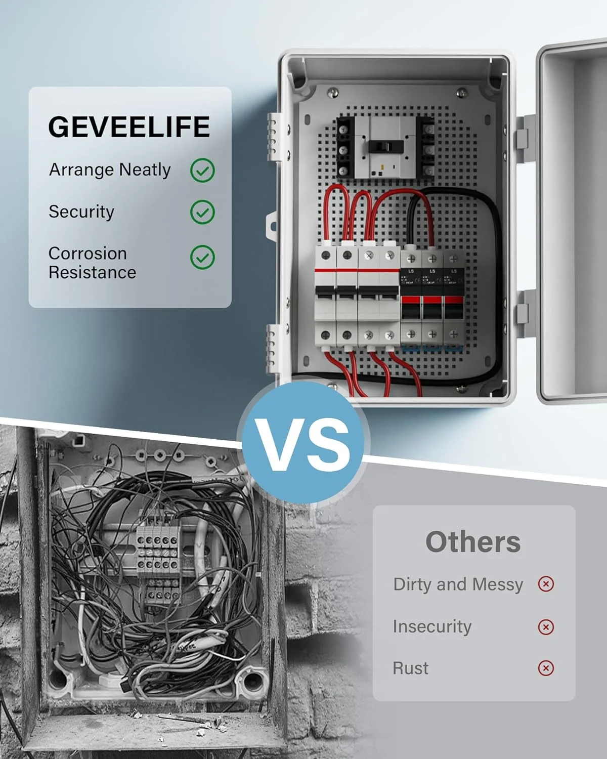 جعبه اتصال ضد آب GEVEELIFE پلاستیک ABS، جعبه برق بیرونی ضد آب IP67 با پوشش لولایی، جعبه پروژه با صفحه نصب، براکت های دیواری و 2 گلند کابل، محفظه الکتریکی خاکستری جعبه اتصال ضد آب GEVEELIFE پلاستیک ABS، جعبه برق بیرونی ضد آب IP67 با پوشش لولایی، جعبه پروژه با صفحه نصب، براکت های دیواری و 2 گلند کابل، محفظه الکتریکی خاکستری