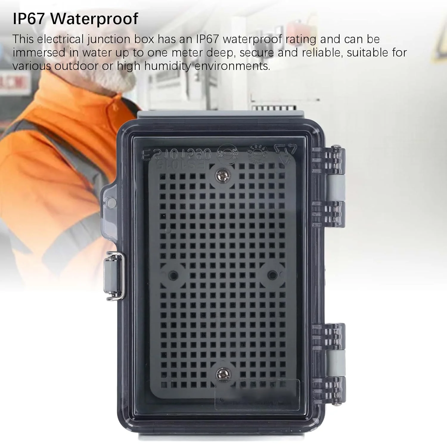 جعبه تقسیم برق شفاف Eujgoov، جعبه اتصال، جعبه اتصال برق IP67، پوسته پلاستیکی ABS با درب لولایی، صفحه نصب، براکت نصب دیواری 100x150x90M جعبه تقسیم برق شفاف Eujgoov، جعبه اتصال، جعبه اتصال برق IP67، پوسته پلاستیکی ABS با درب لولایی، صفحه نصب، براکت نصب دیواری 100x150x90M
