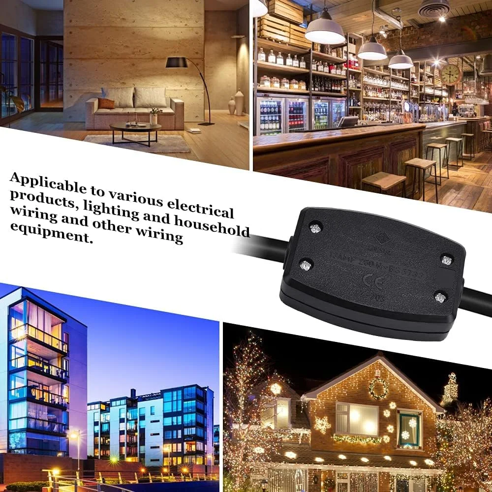 جعبه اتصال برق 3 ترمینال Excefore، مجموعه جعبه اتصال کابل 2 عددی، اتصال دهنده خطی 250 ولت 13 آمپر، اتصال برای روشنایی فضای باز، برق، سیم کشی خودرو (مشکی) جعبه اتصال برق 3 ترمینال Excefore، مجموعه جعبه اتصال کابل 2 عددی، اتصال دهنده خطی 250 ولت 13 آمپر، اتصال برای روشنایی فضای باز، برق، سیم کشی خودرو (مشکی)
