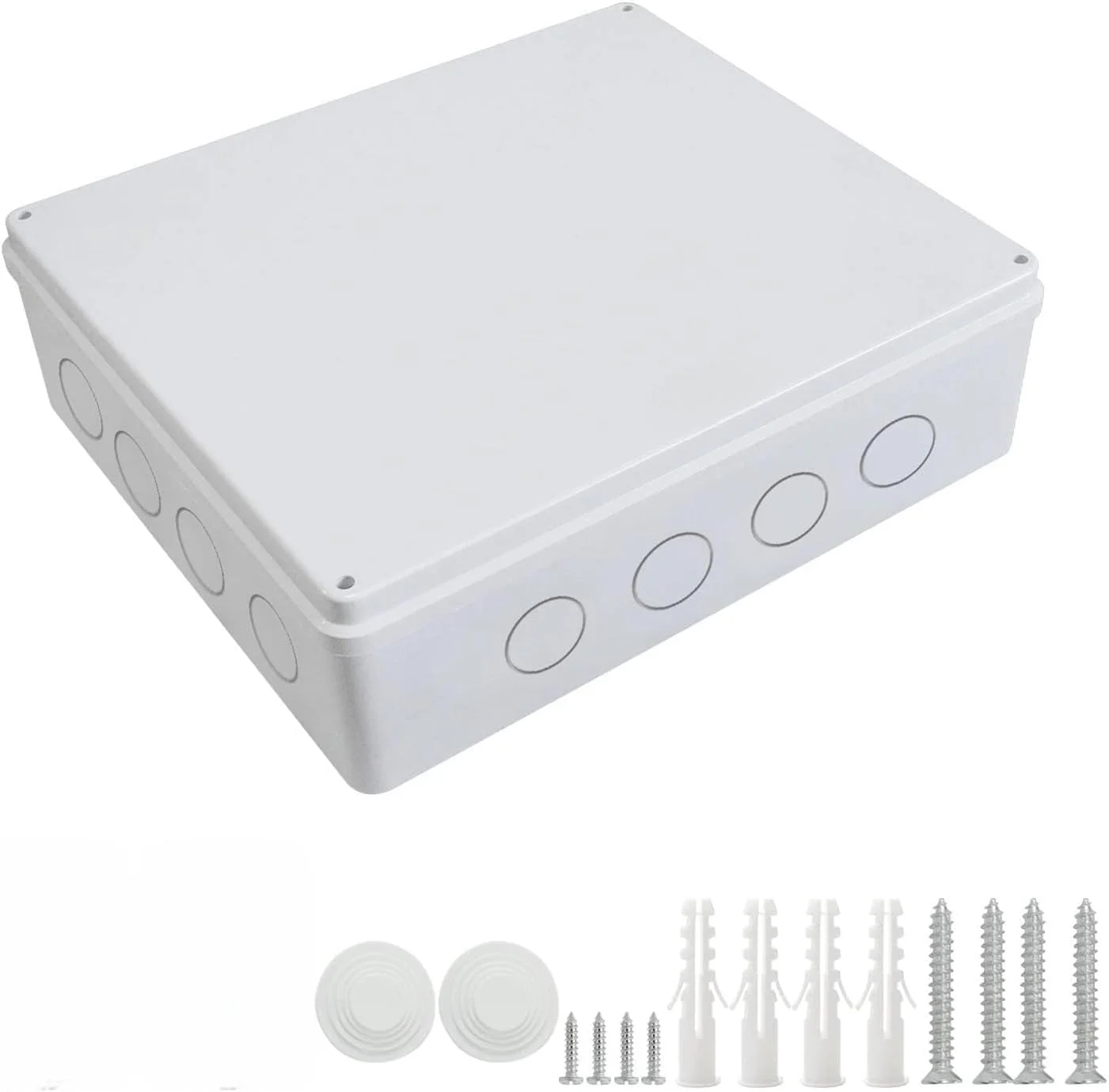 جعبه تقسیم THE WHITE SHOP با سوراخ های رزرو شده، جعبه برق پلاستیکی محفظه برای الکترونیک سفید 40x35x12 سانتی متر یا 20x15.5x8 سانتی متر (سایز: 20)