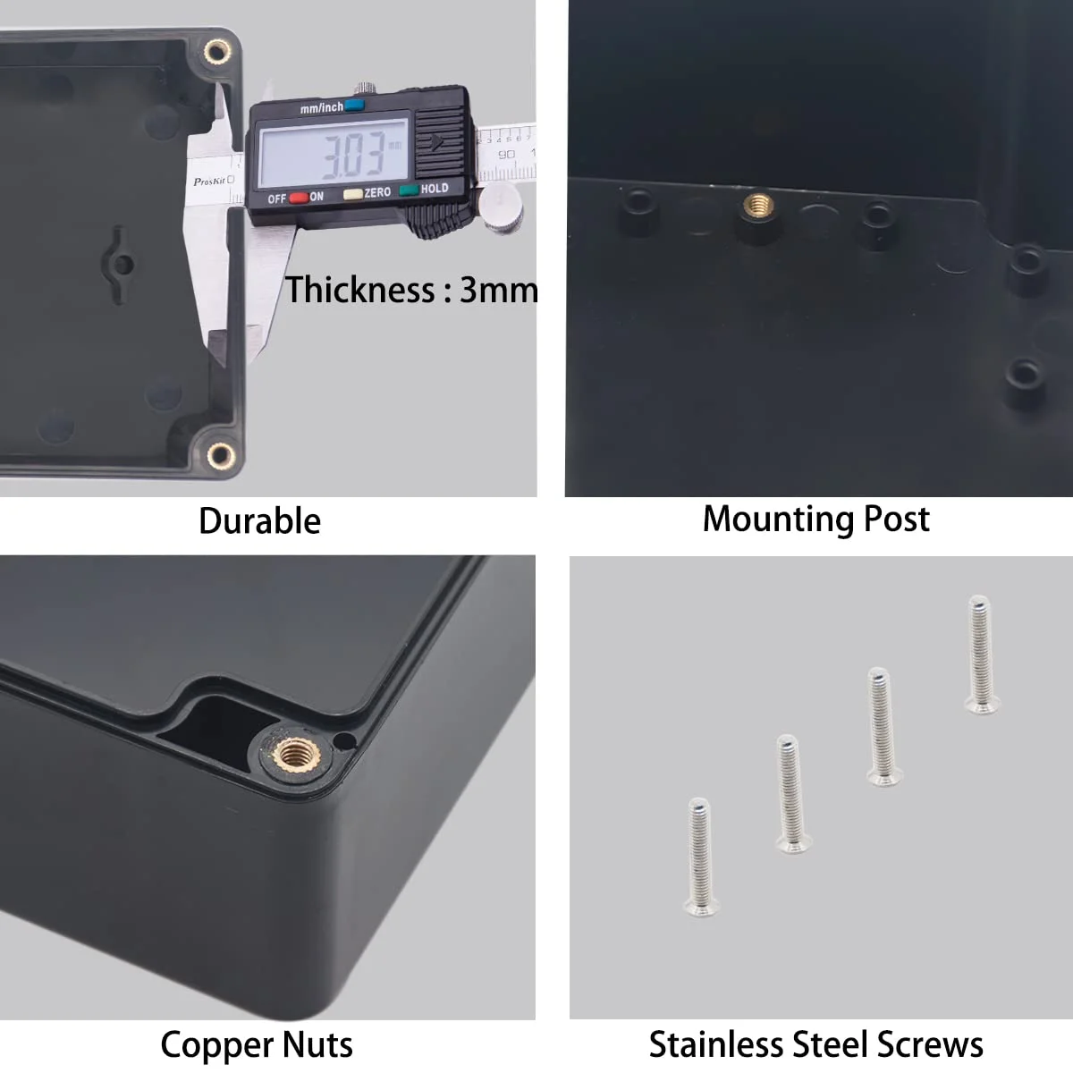 جعبه اتصال ضد آب YETLEBOX، جعبه پروژه ضد آب IP67، محفظه الکترونیکی پلاستیکی ABS بادوام برای پروژه های الکتریکی DIY مشکی 200 x 120 x 75 میلی متر (7.87" x 4.72" x 2.95") جعبه اتصال ضد آب YETLEBOX، جعبه پروژه ضد آب IP67، محفظه الکترونیکی پلاستیکی ABS بادوام برای پروژه های الکتریکی DIY مشکی 200 x 120 x 75 میلی متر (7.87" x 4.72" x 2.95")