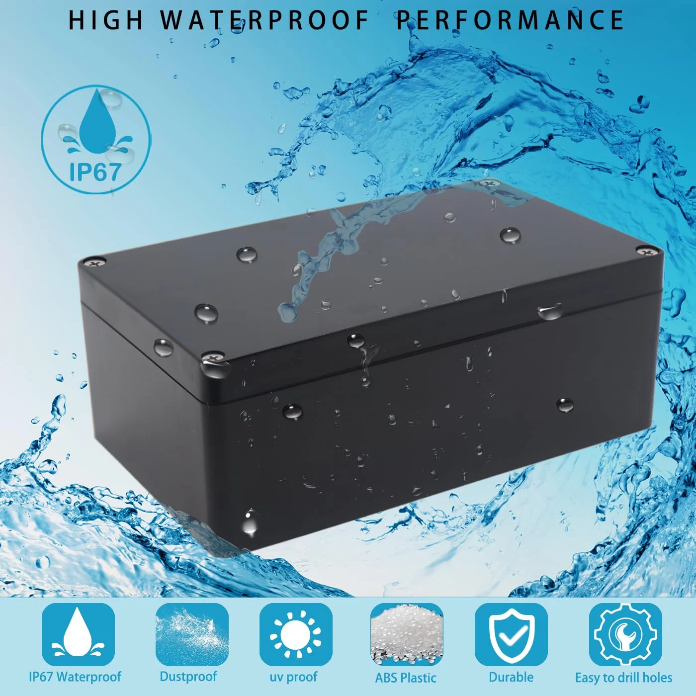 جعبه اتصال ضد آب YETLEBOX، جعبه پروژه ضد آب IP67، محفظه الکترونیکی پلاستیکی ABS بادوام برای پروژه های الکتریکی DIY مشکی 200 x 120 x 75 میلی متر (7.87" x 4.72" x 2.95") جعبه اتصال ضد آب YETLEBOX، جعبه پروژه ضد آب IP67، محفظه الکترونیکی پلاستیکی ABS بادوام برای پروژه های الکتریکی DIY مشکی 200 x 120 x 75 میلی متر (7.87" x 4.72" x 2.95")