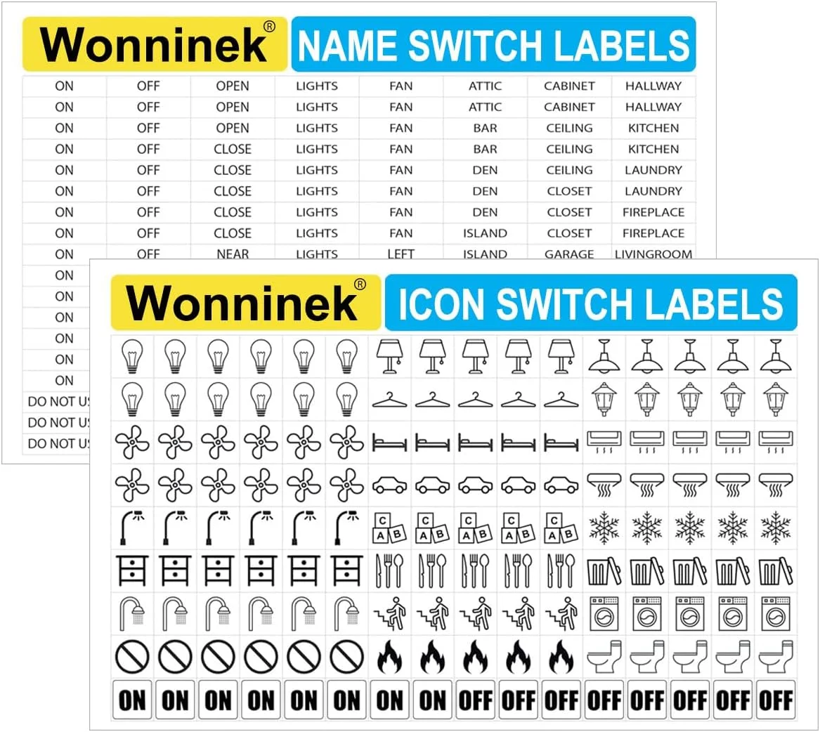 برچسب های کلید برق Wonninek، 600 عدد، ضد آب، برچسب پنل قطع کننده مدار الکتریکی، سیستم شناسایی کلید شفاف برای سازماندهی خانه و محل کار شما